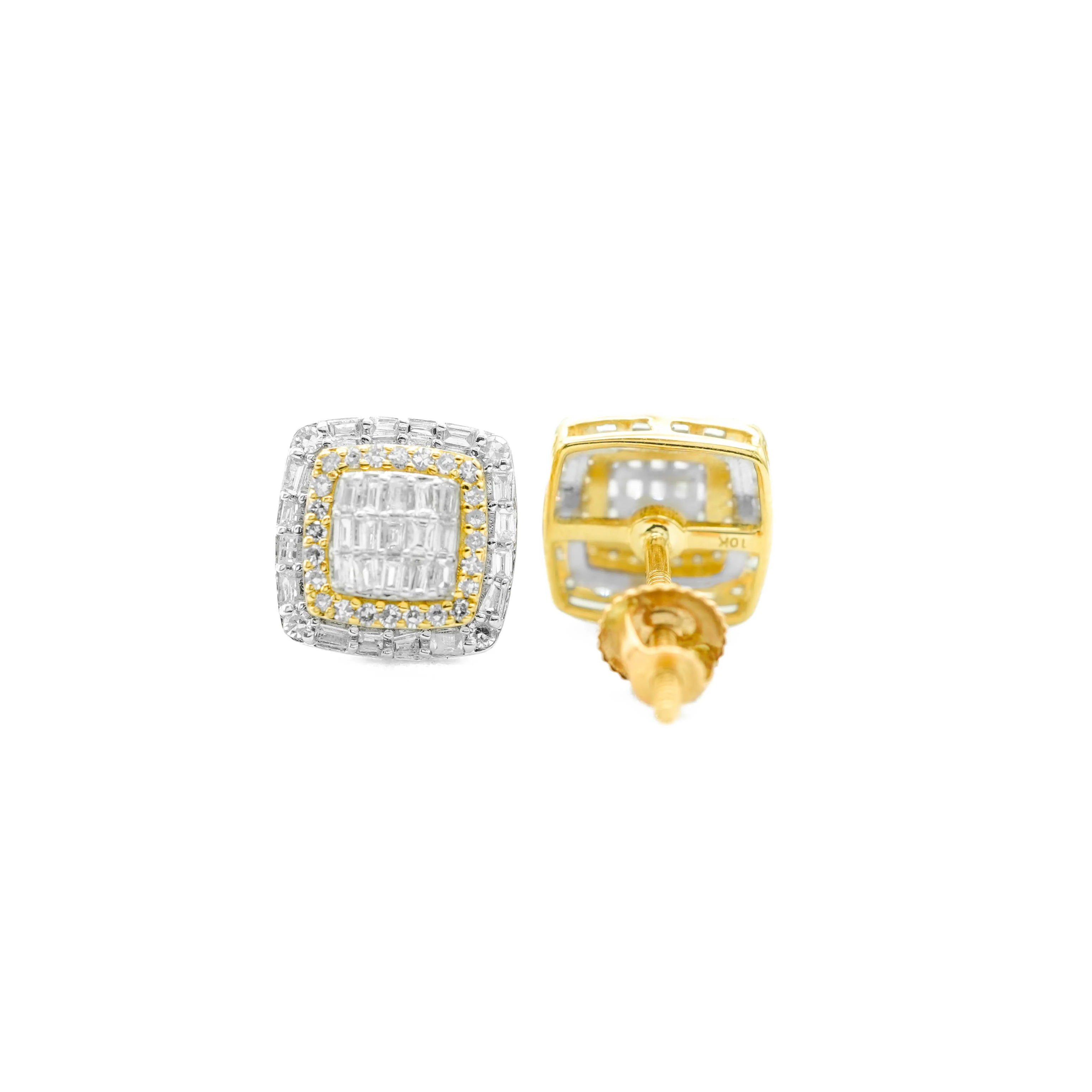 10K Gold Cushion Diamond Stud Earrings 0.50 CT - Image 3