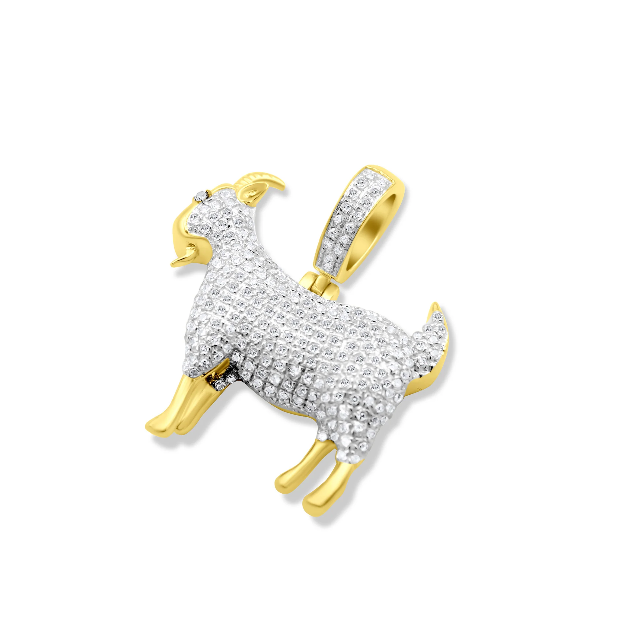 10K Gold Goat Diamond Pendant 0.50 CT - Image 3