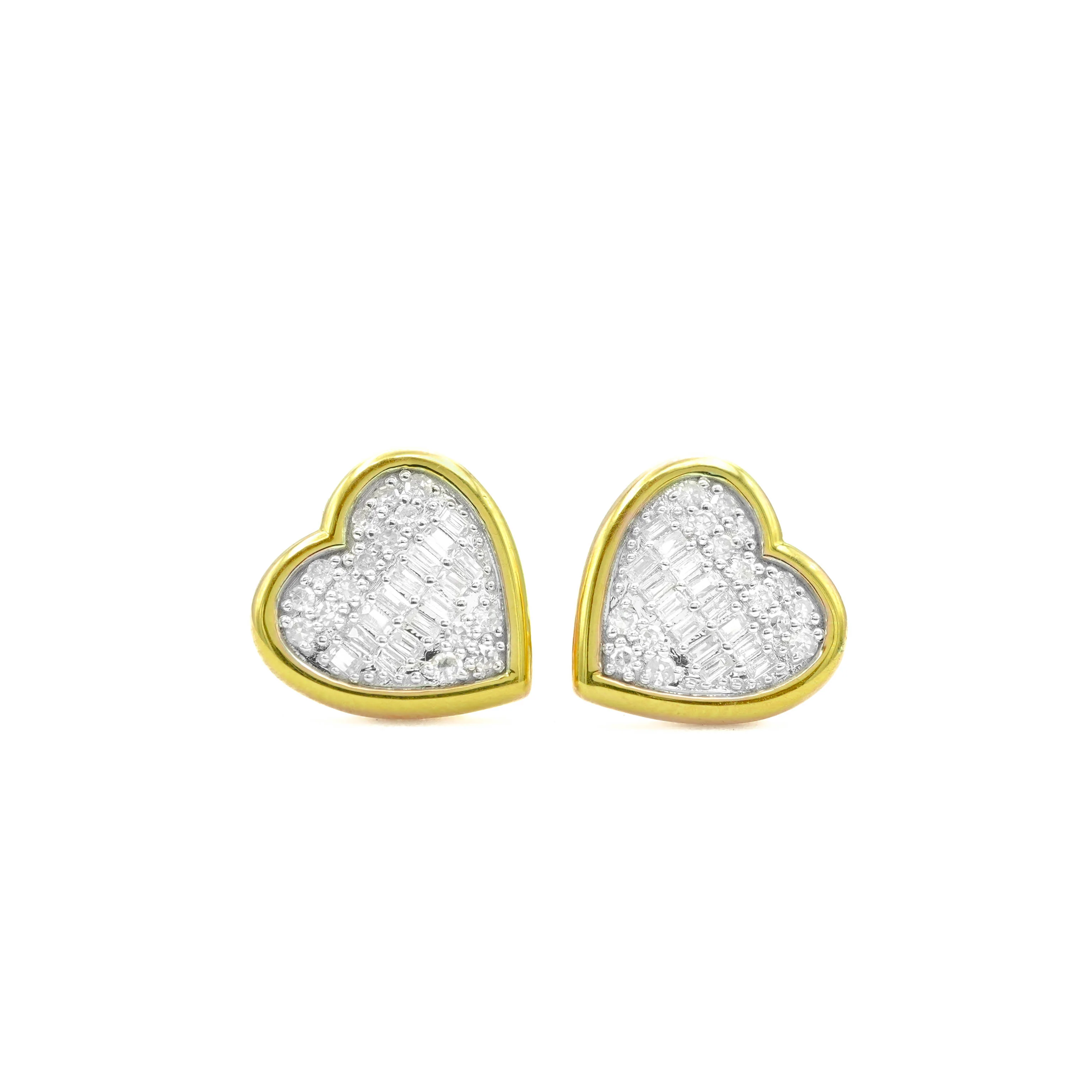 10K Gold Heart Diamond Stud Earrings 0.49 CT