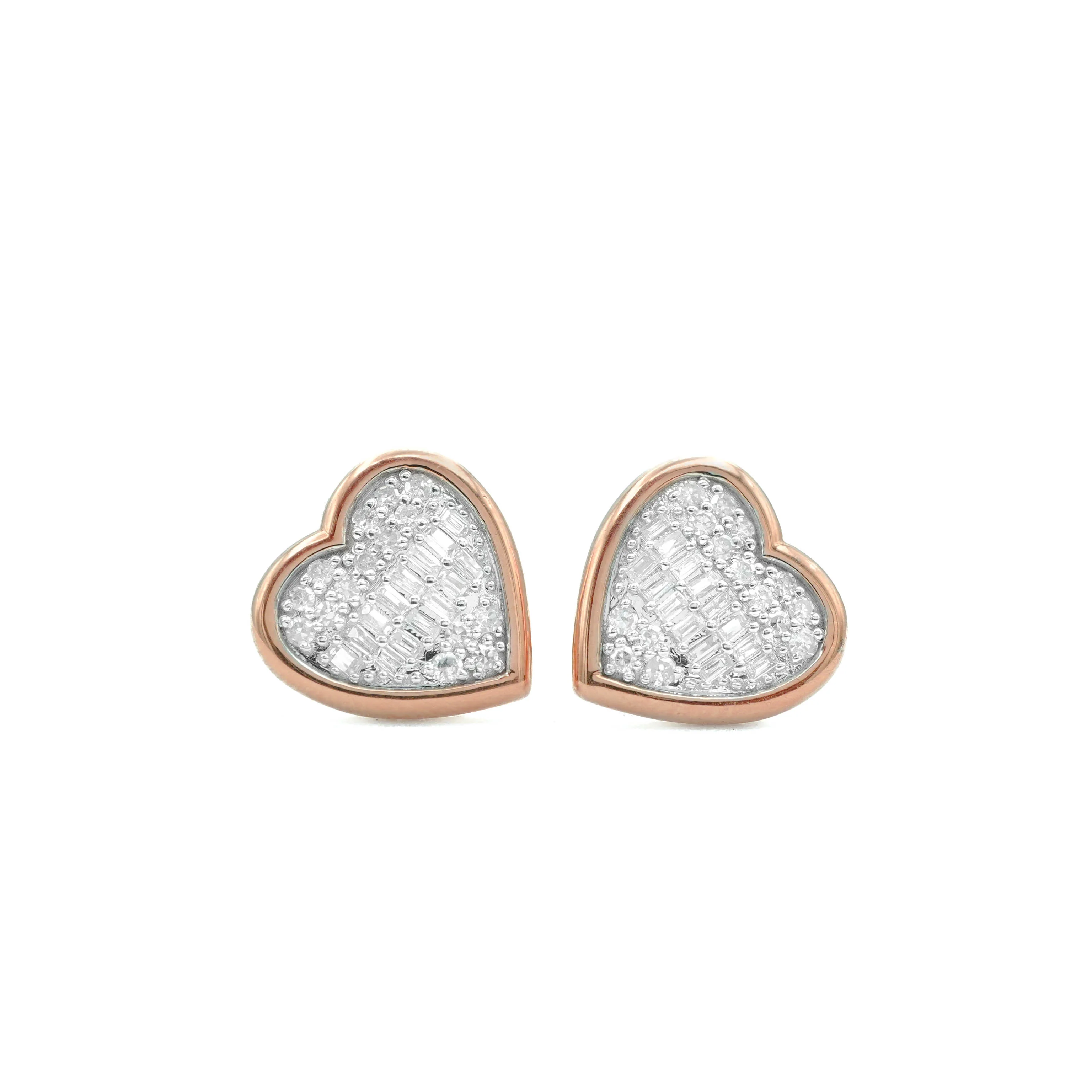 10K Gold Heart Diamond Stud Earrings 0.49 CT - Image 11