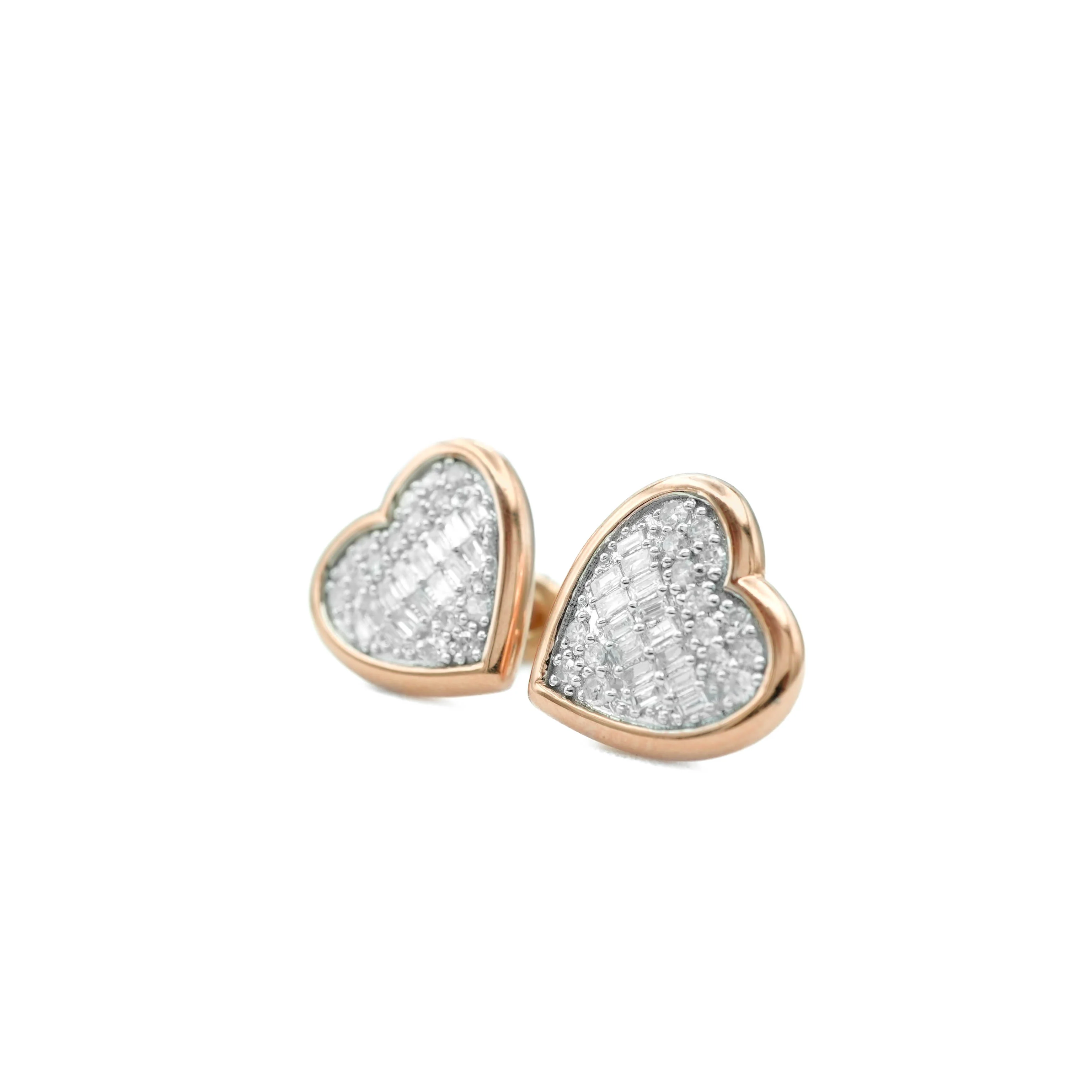 10K Gold Heart Diamond Stud Earrings 0.49 CT - Image 13