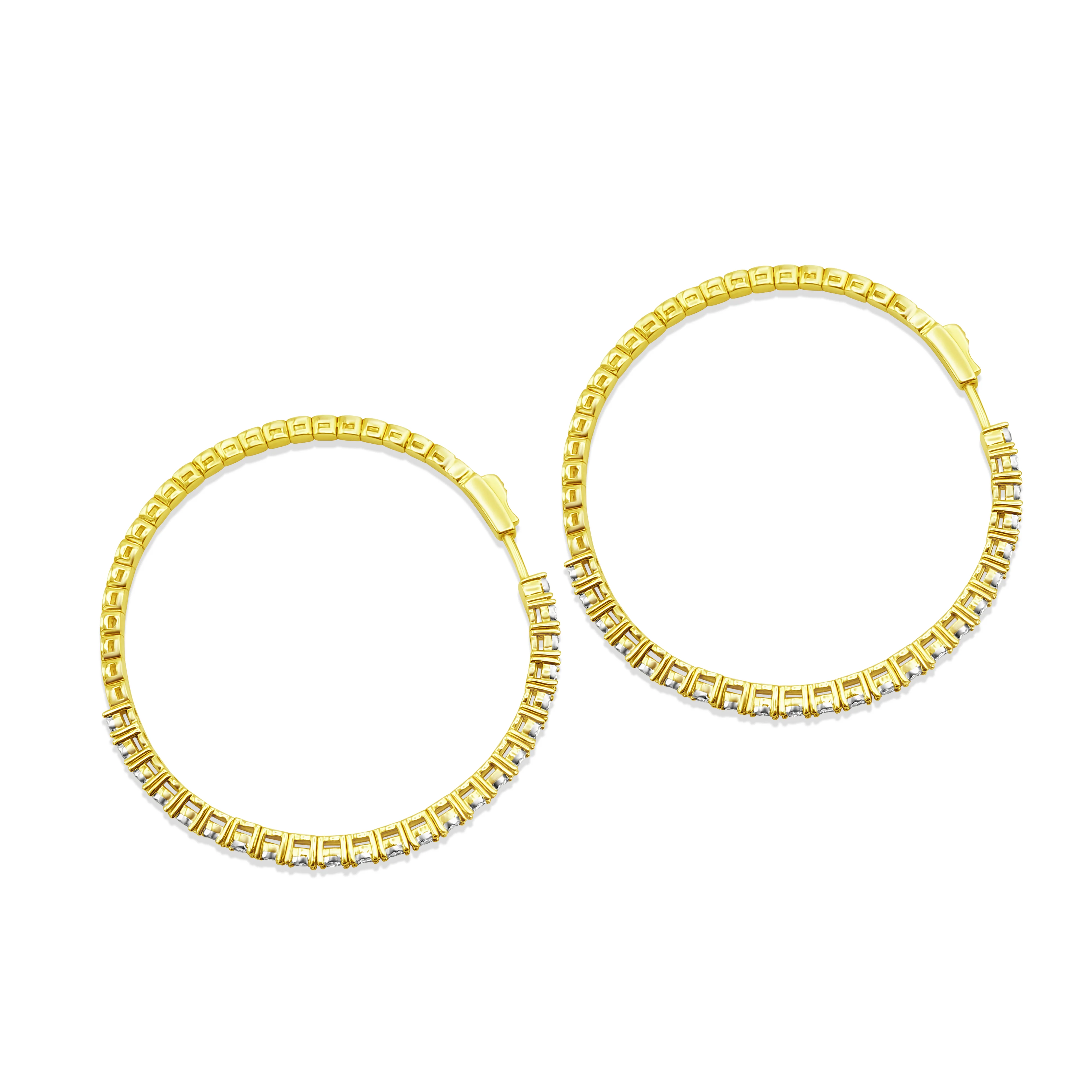 10K Gold Large Diamond Hoop Earrings 1.20 CT - Image 3