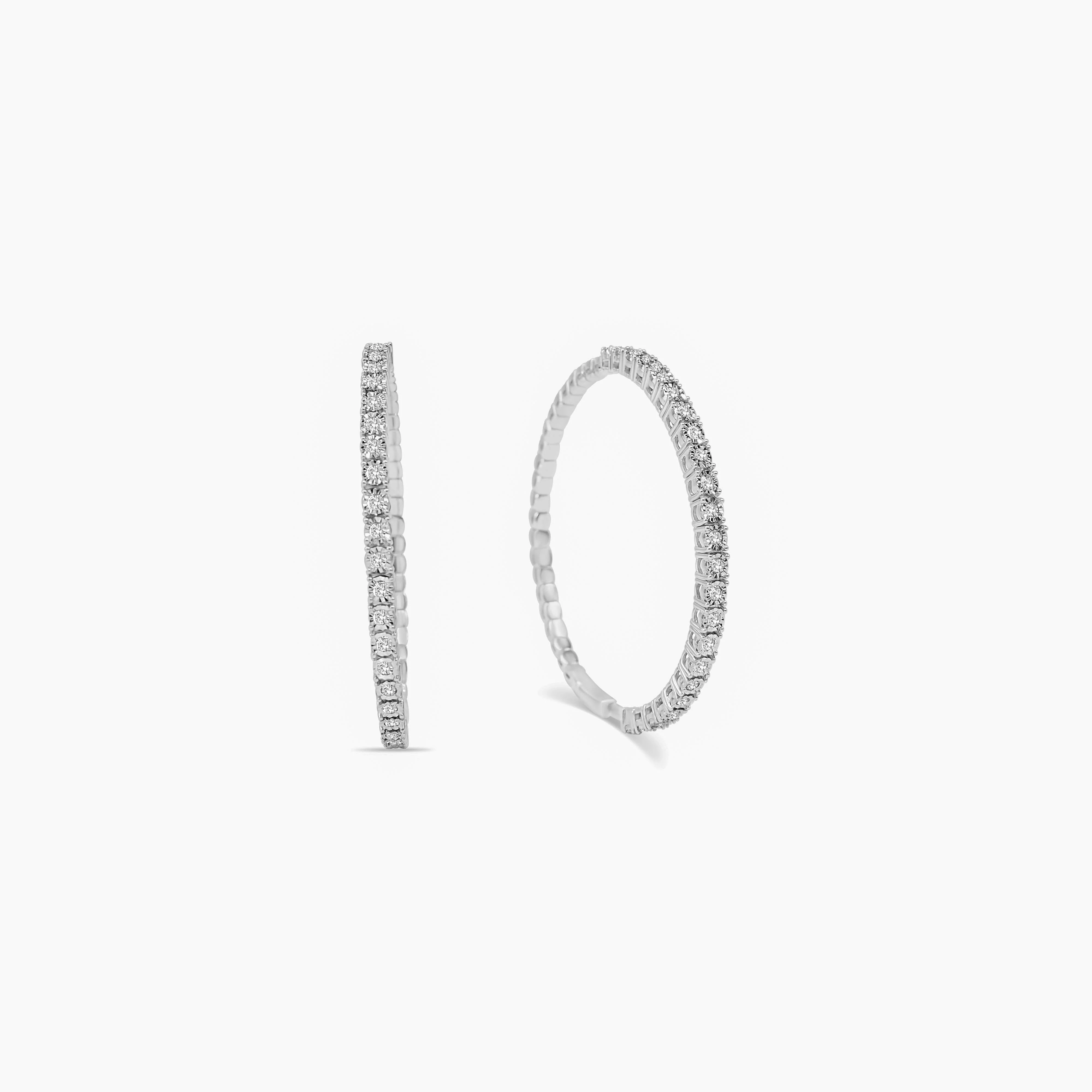 10K Gold Large Diamond Hoop Earrings 1.20 CT - Image 5