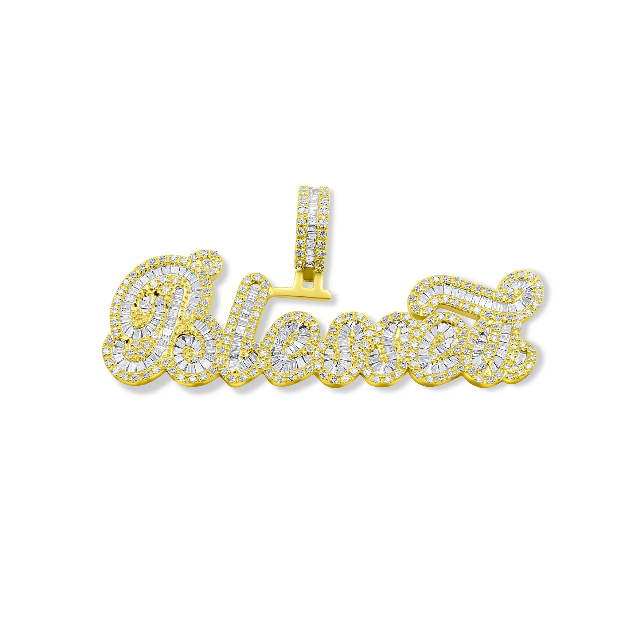 10K Yellow Gold "Blessed" Diamond Pendant 1.40 CT