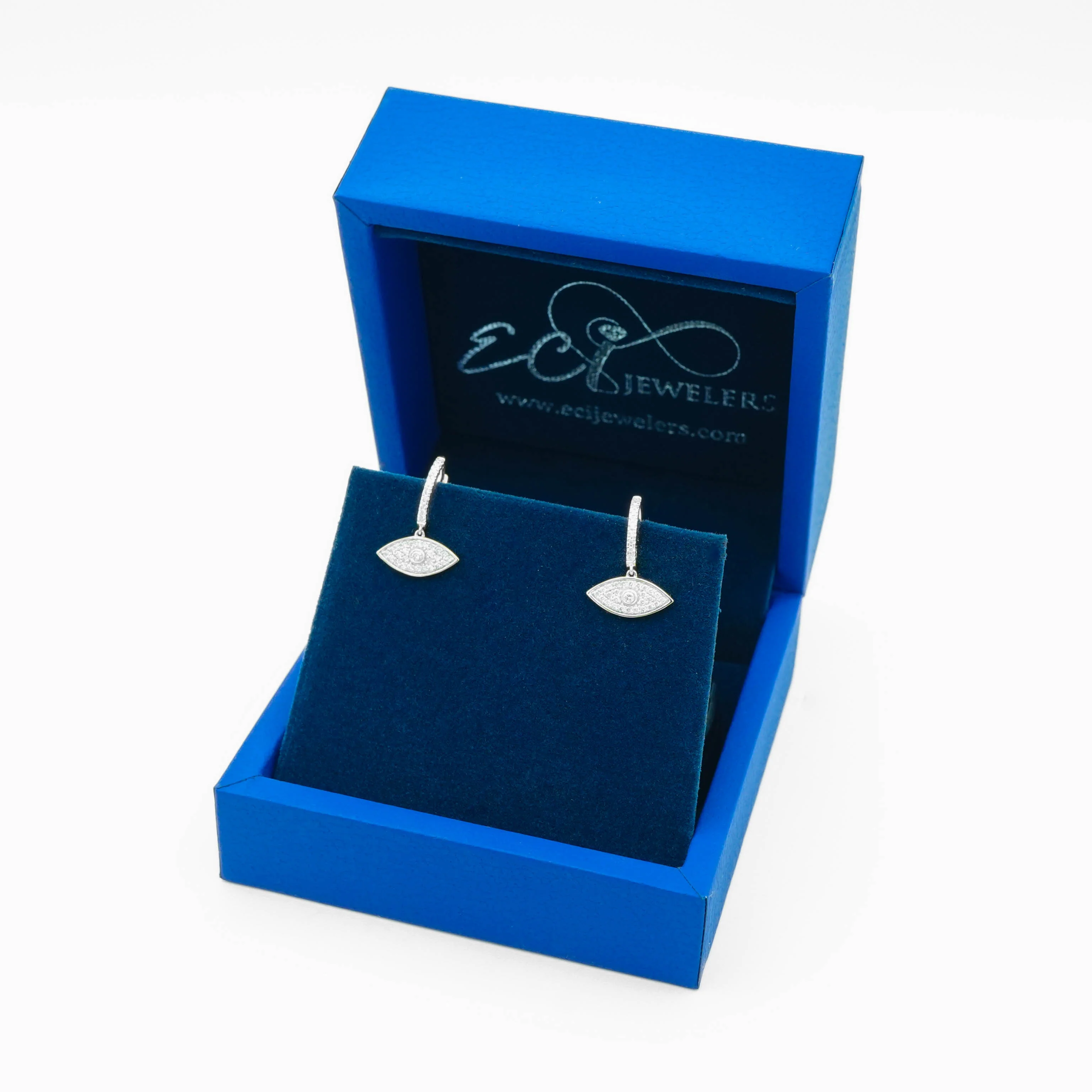 14K Gold Diamond Evil Eye Earrings 0.38 CT - Image 7