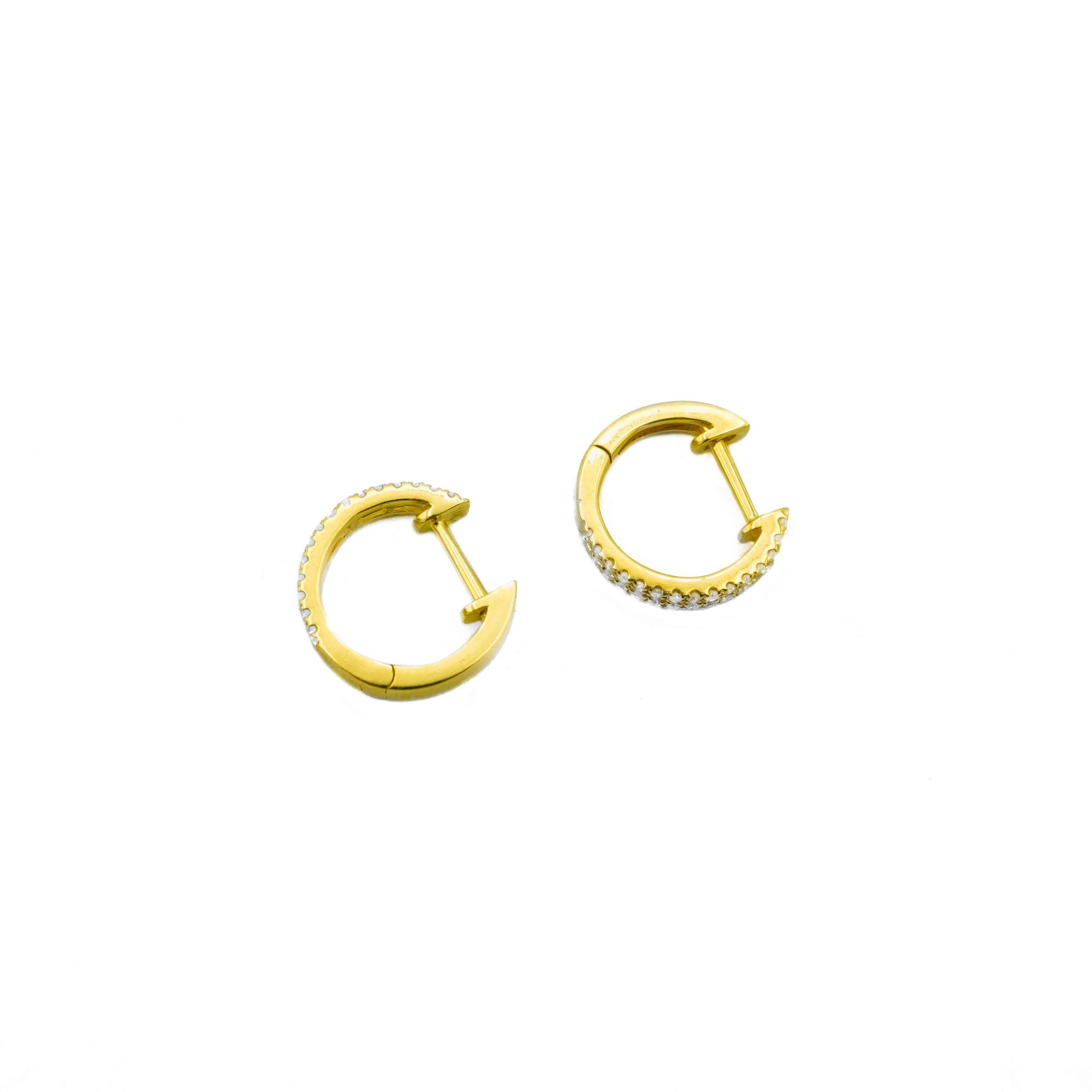 14K Gold Diamond Hoop Earrings 0.26 CT - Image 3