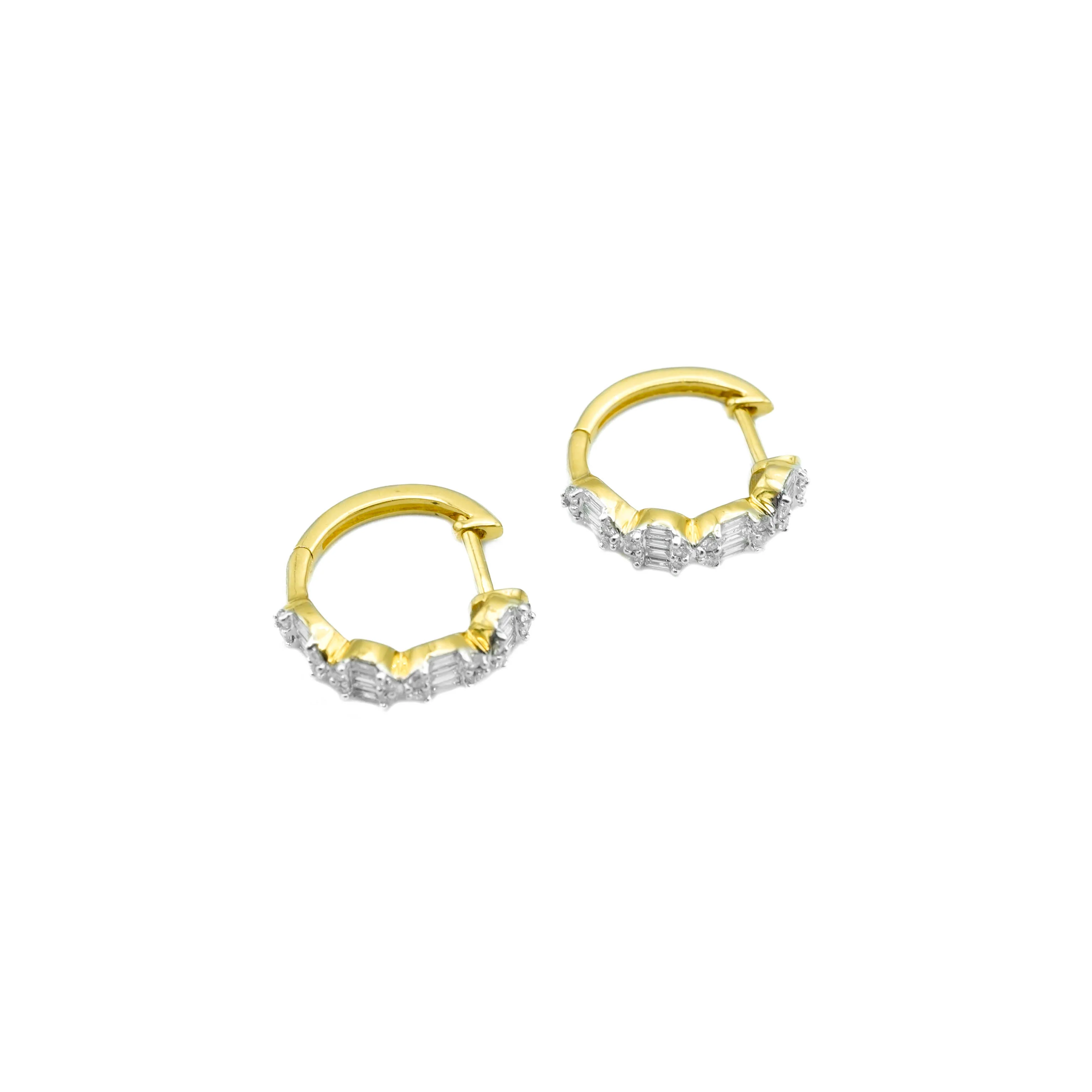 14K Gold Diamond Hoop Earrings 0.50 CT - Image 3