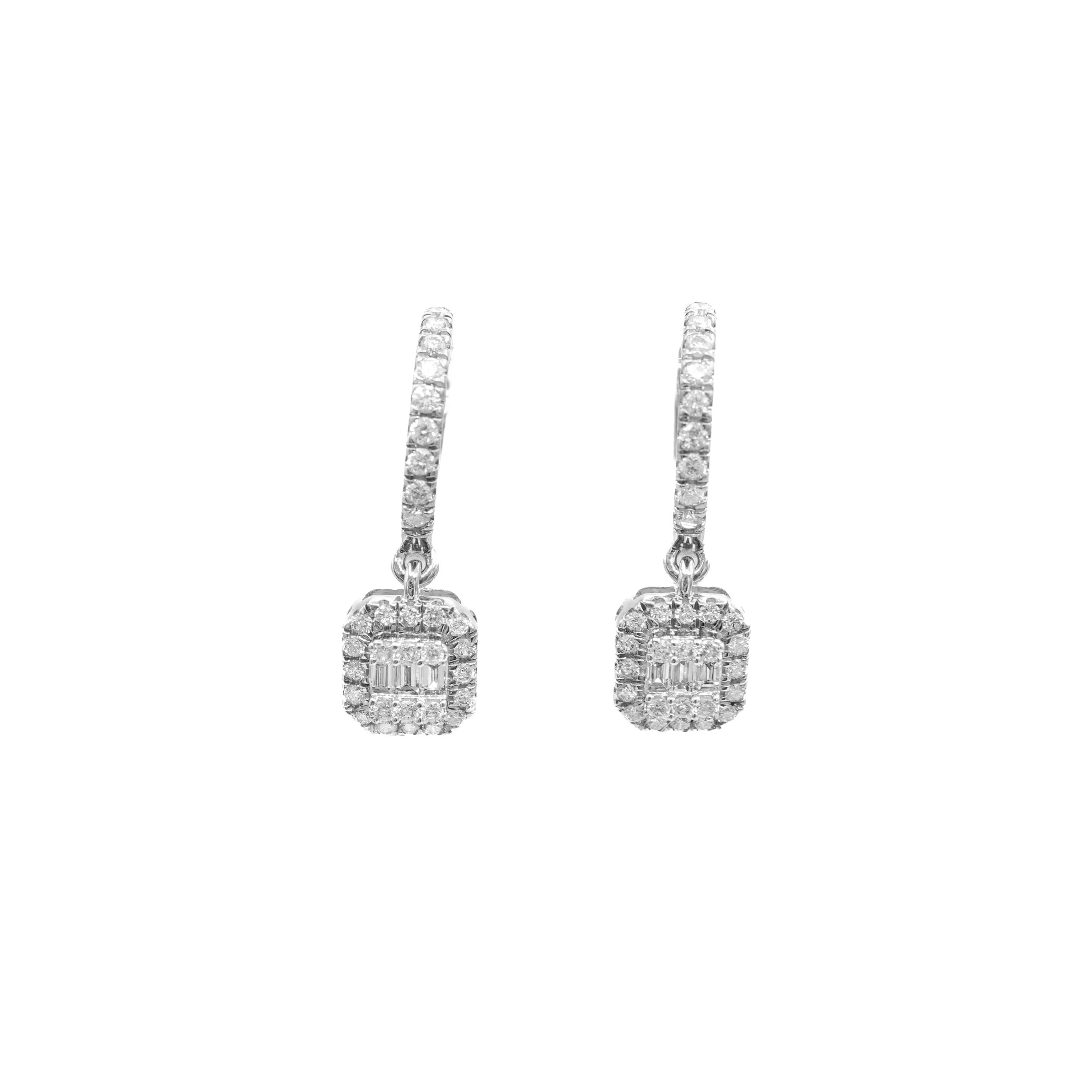 14K Gold Diamond Hoop Earrings 0.51 CT - Image 4