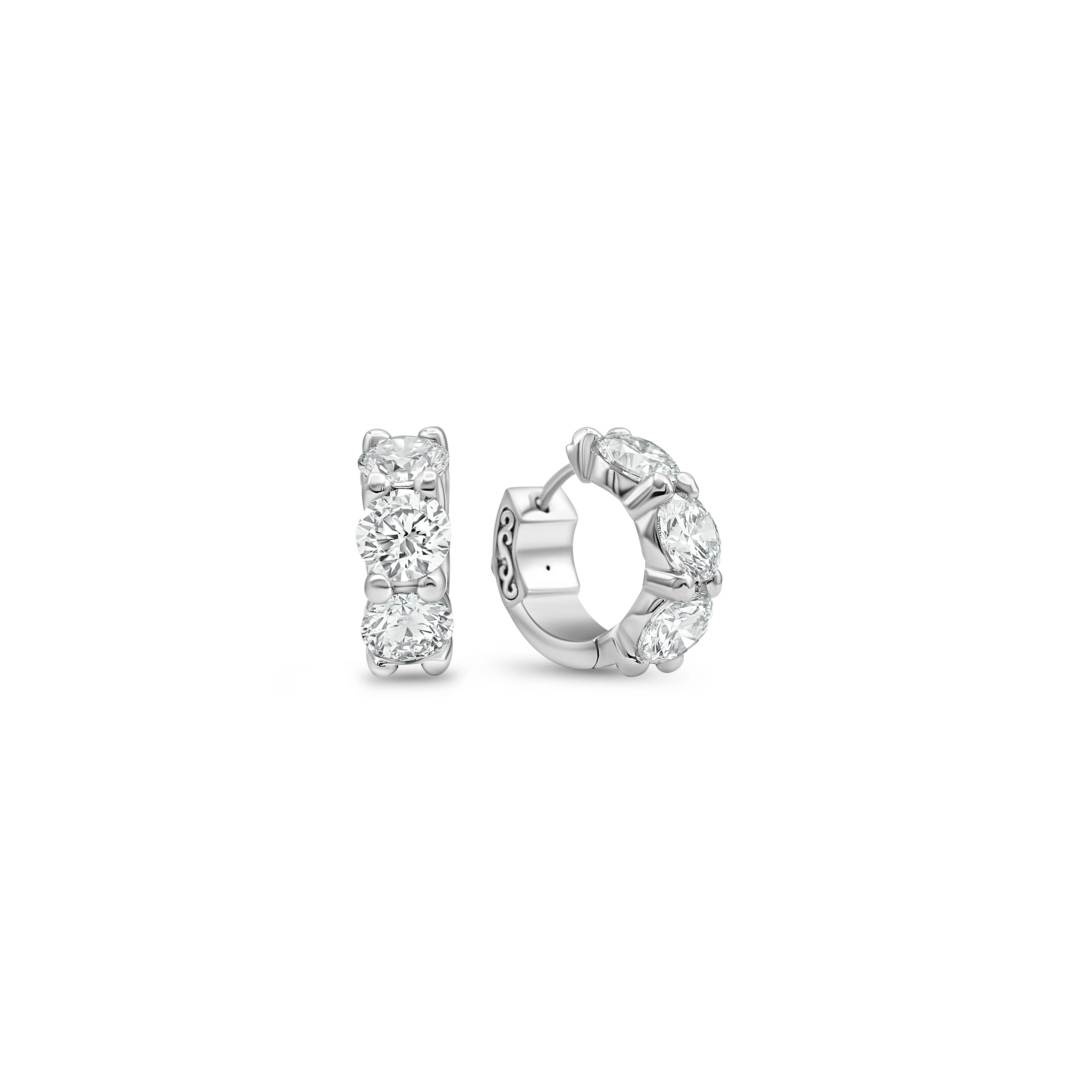 14K White Gold Diamond Hoop Earrings 6.30 CT