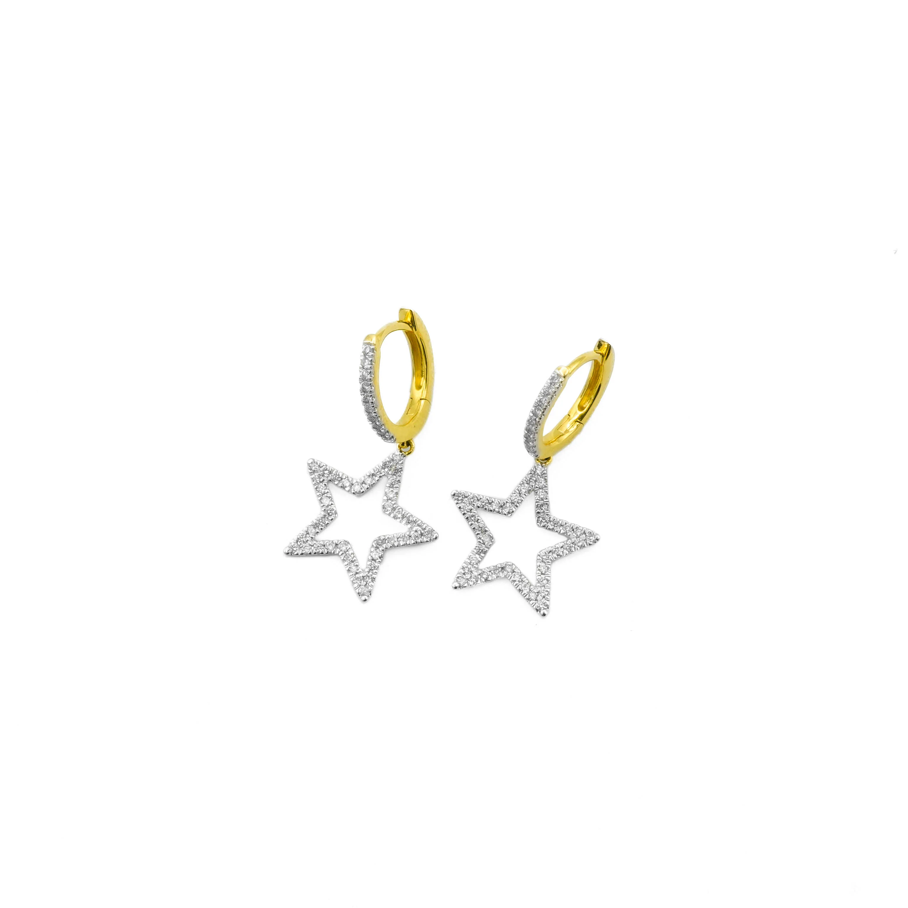 14K Gold Diamond Star Earrings 0.40 CT - Image 3