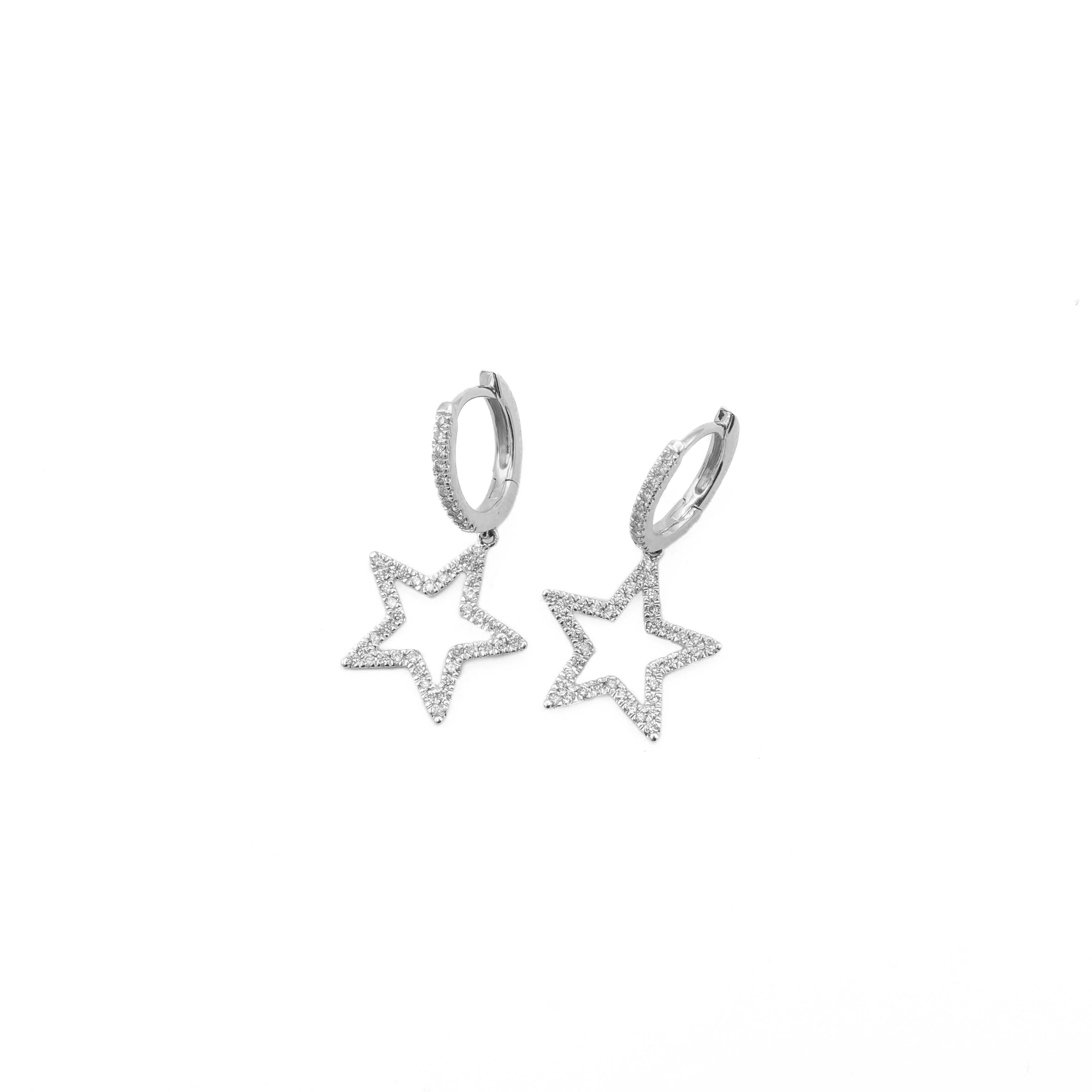 14K Gold Diamond Star Earrings 0.40 CT - Image 8