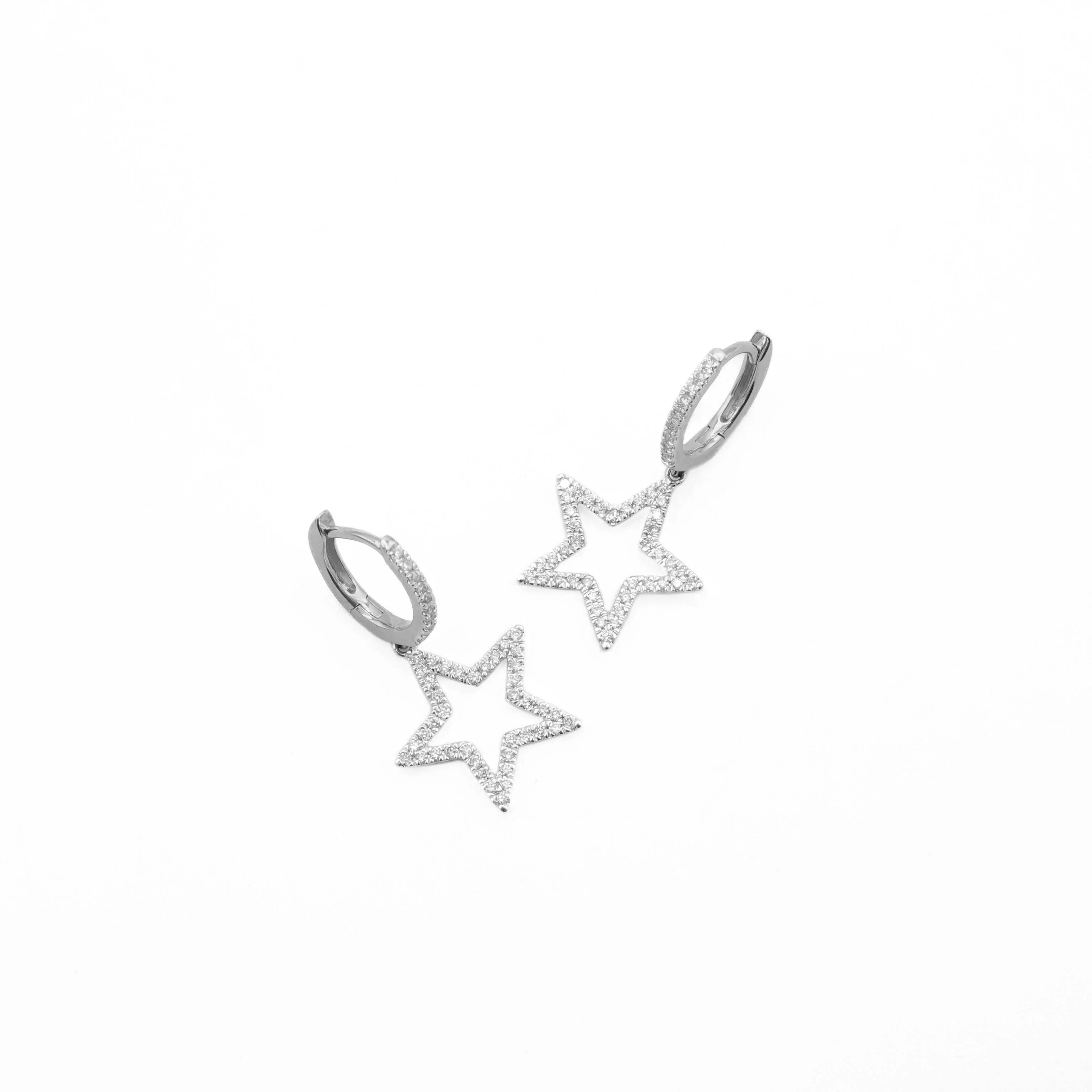 14K Gold Diamond Star Earrings 0.40 CT - Image 9