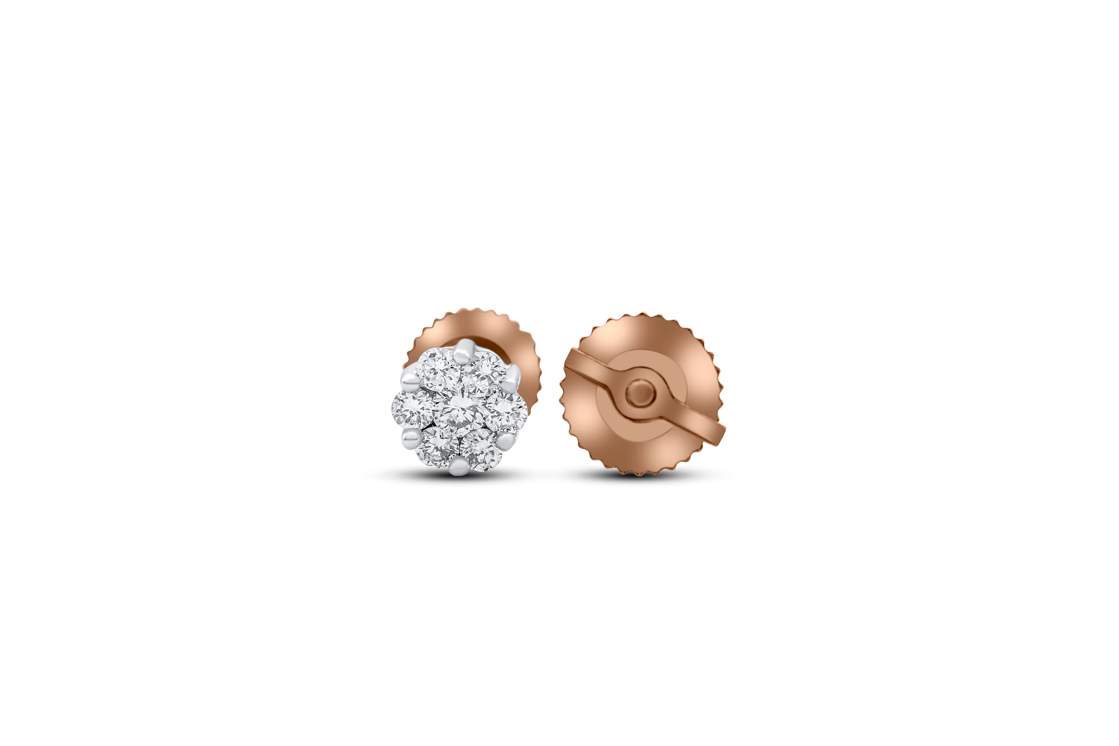 14K Rose Gold Diamond Stud Earrings 0.34 ct - Image 3