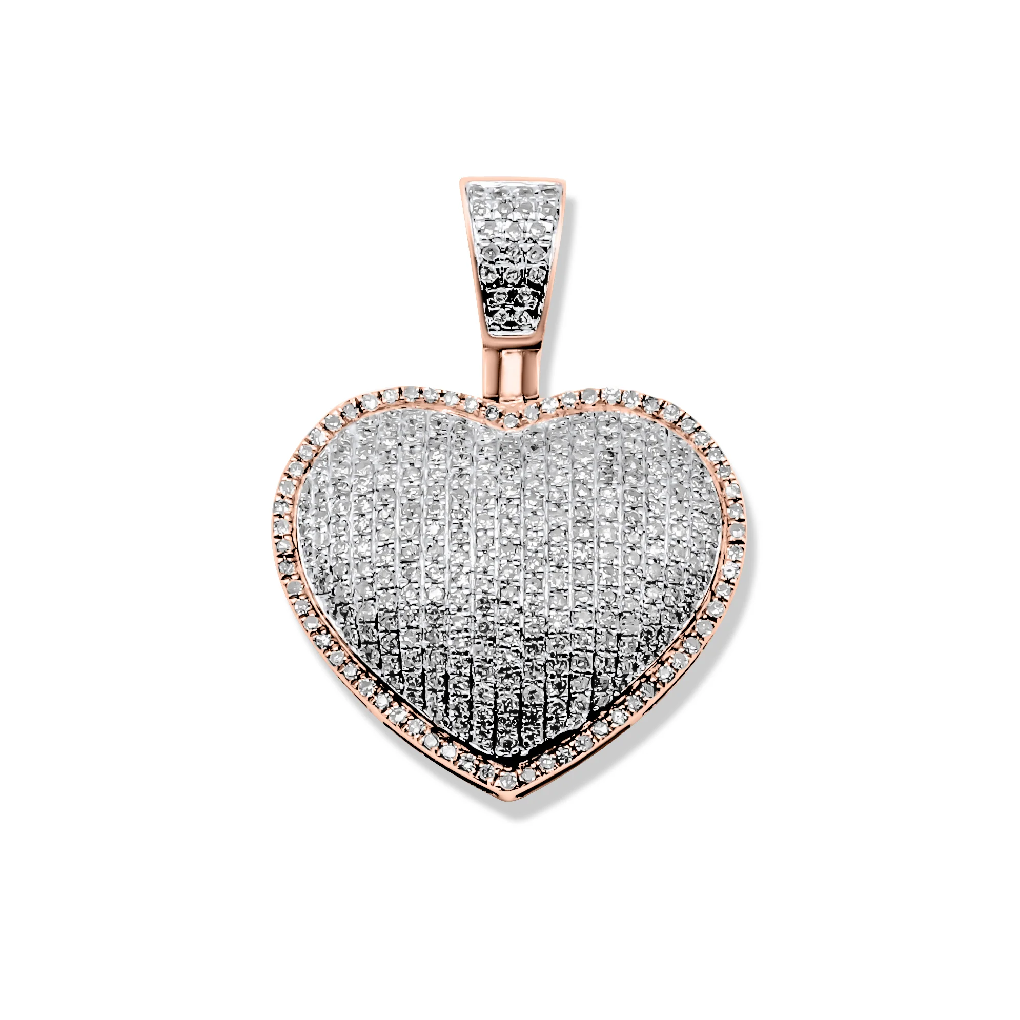 14K Rose Gold Heart Diamond Pendant 0.96 CT