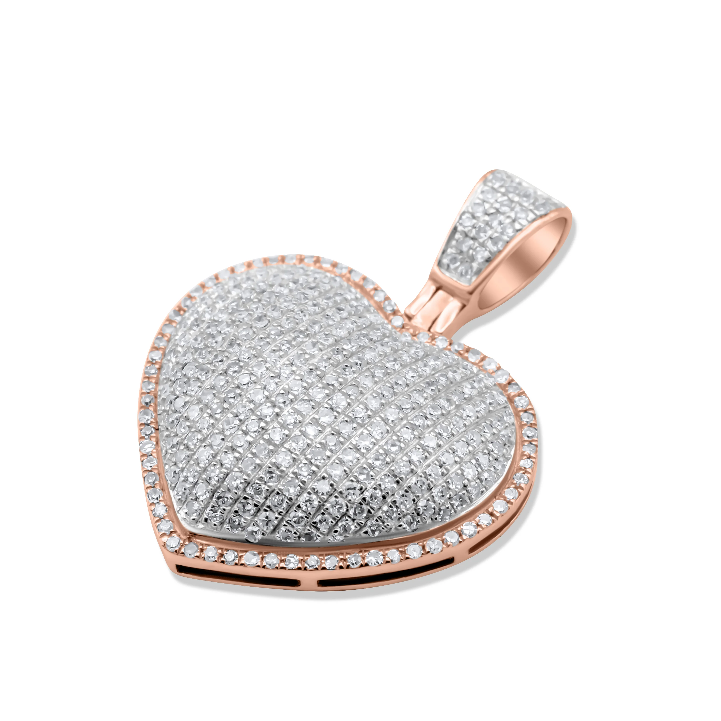 14K Rose Gold Heart Diamond Pendant 0.96 CT - Image 3