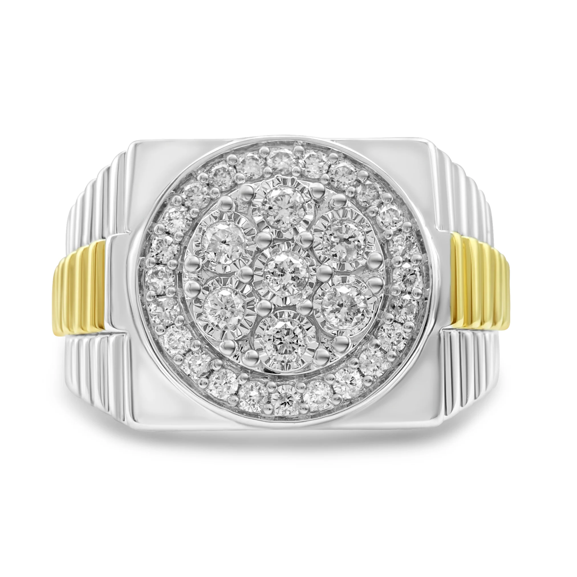 14K Two-Tone White Gold Men's Diamond Ring 0.54 CT