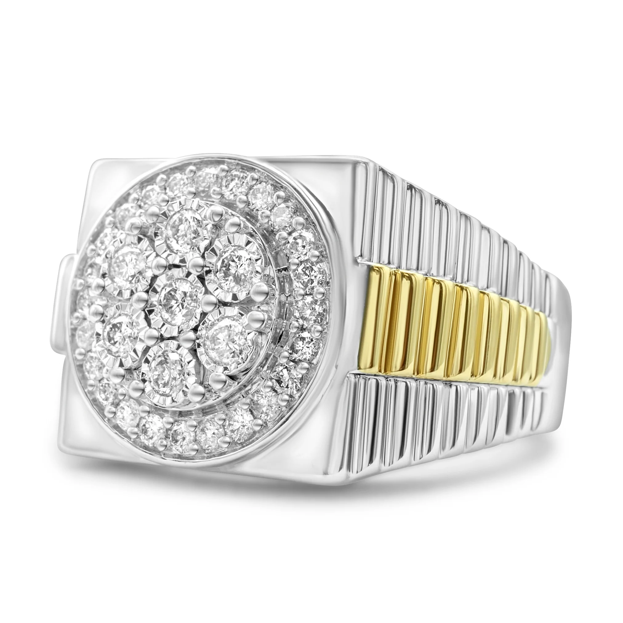 14K Two-Tone White Gold Men's Diamond Ring 0.54 CT - Image 2