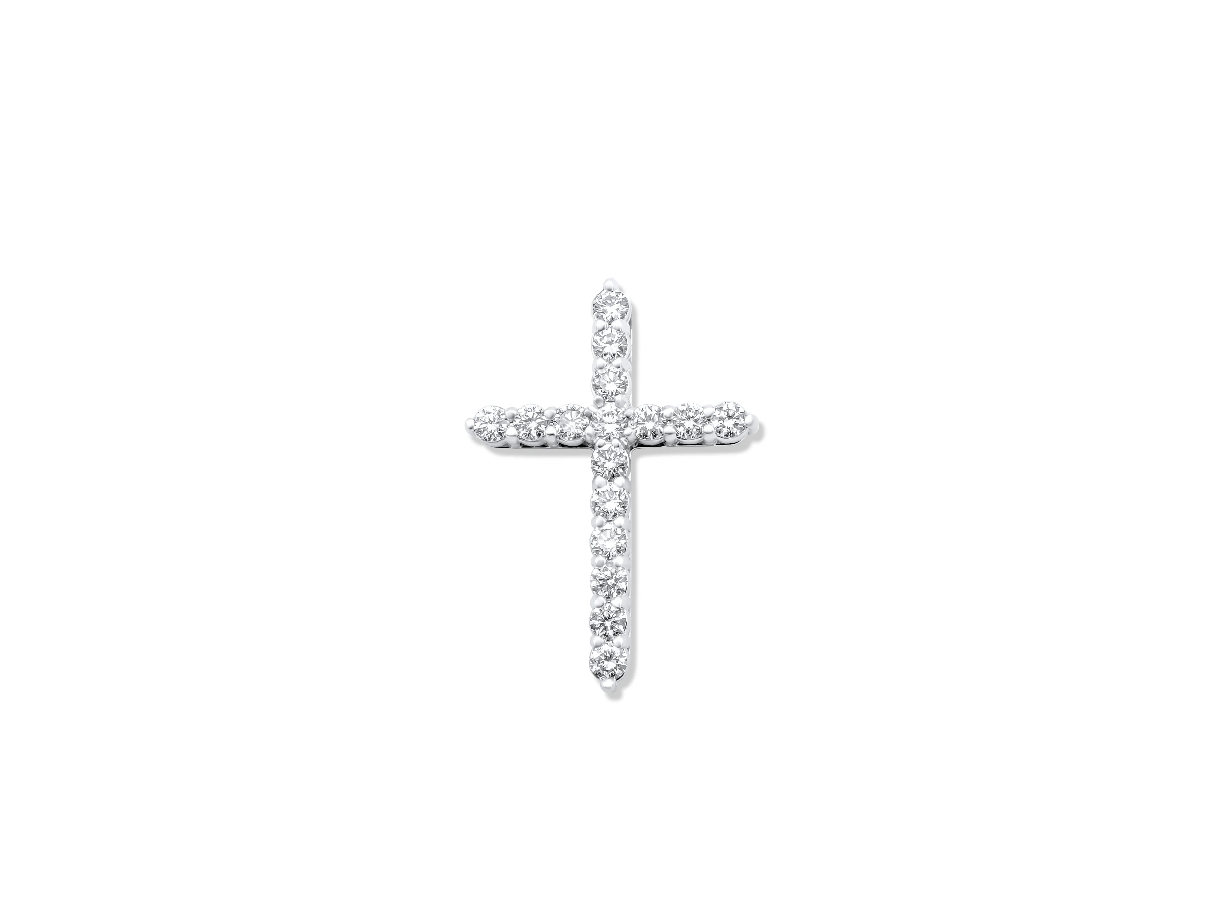 14k White Gold Diamond Cross Pendant 0.71ct