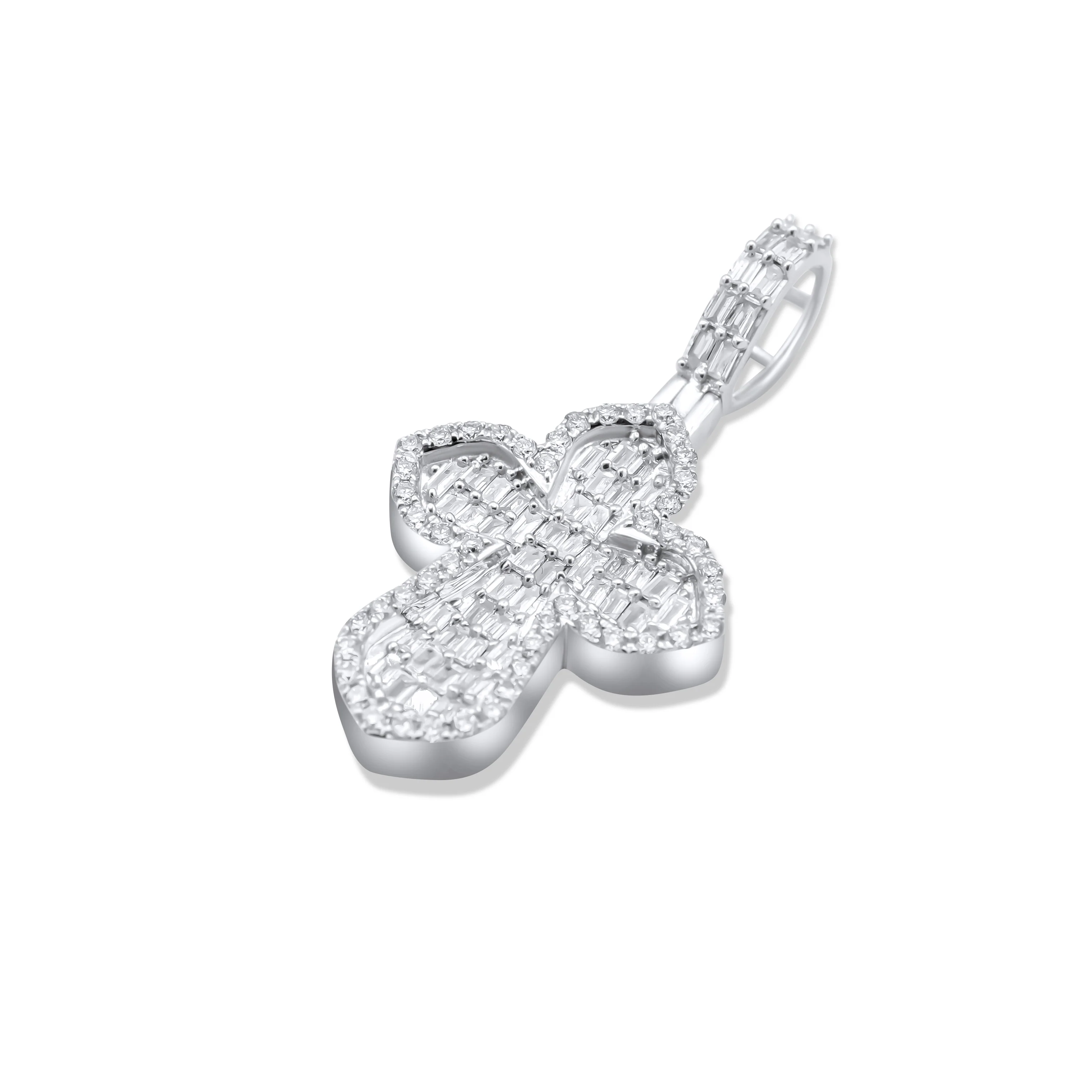14K White Gold Diamond Cross Pendant 0.77 CT - Image 3