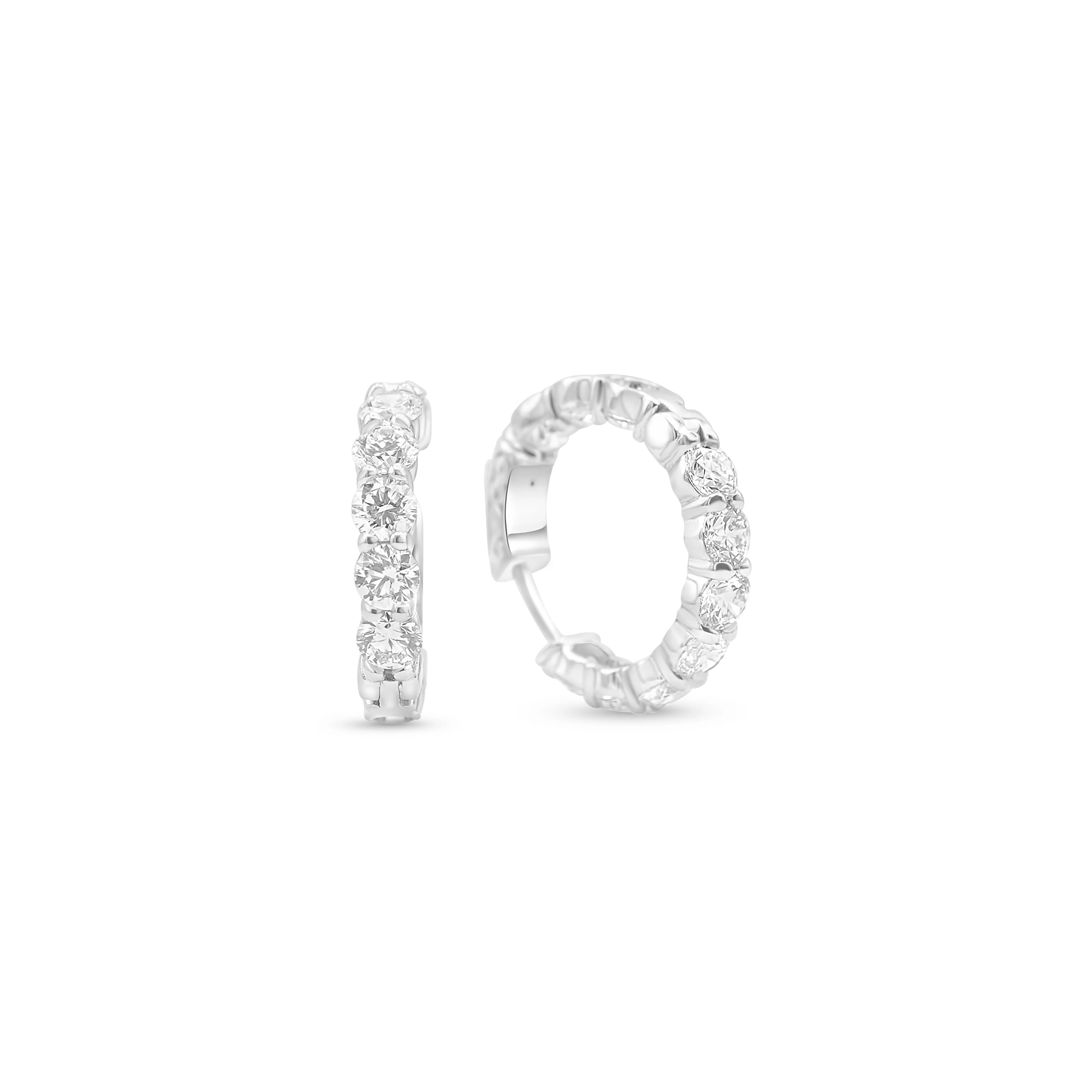 14K White Gold Diamond Hoop Earrings 4.55 CT
