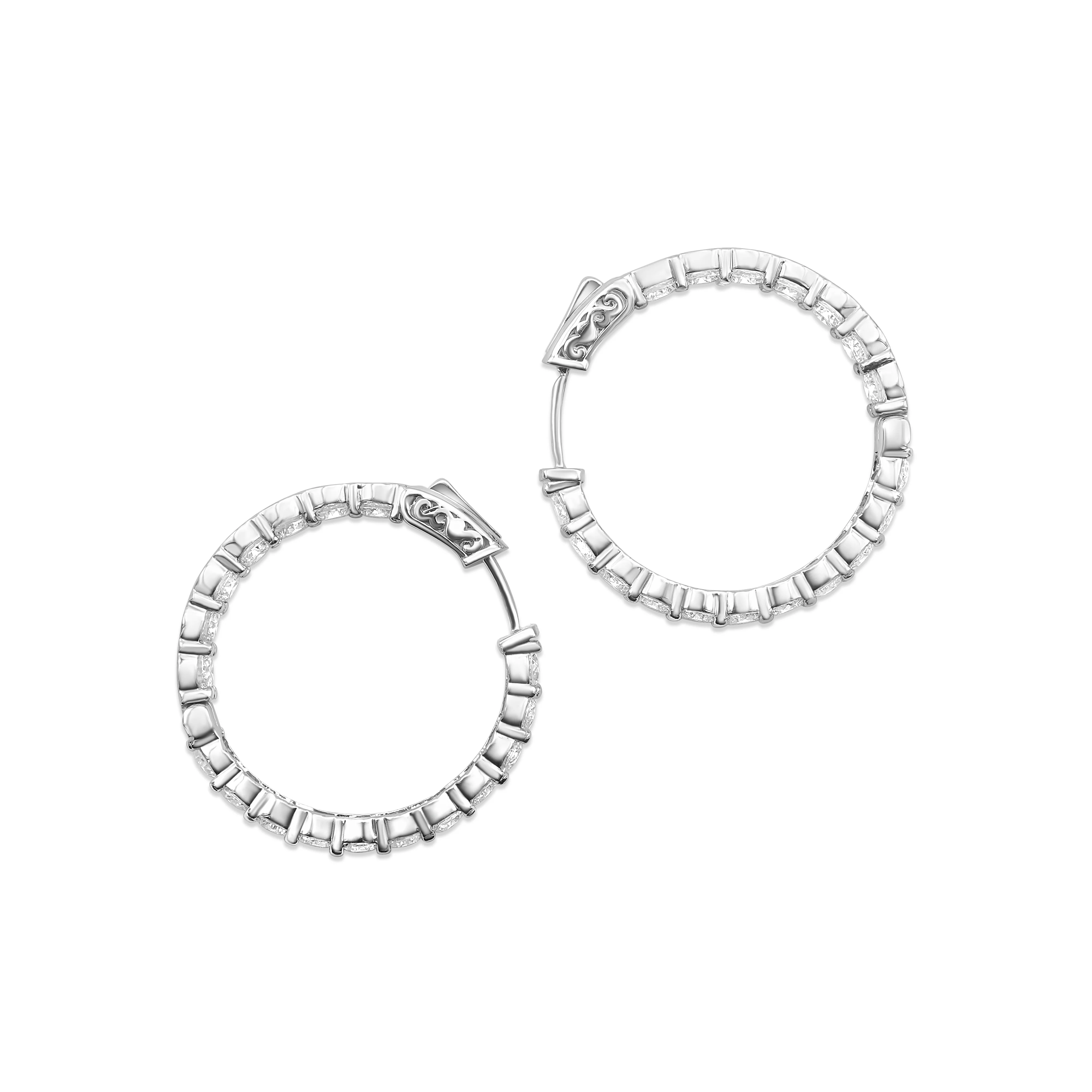 14K White Gold Diamond Hoop Earrings 5.19 CT - Image 4