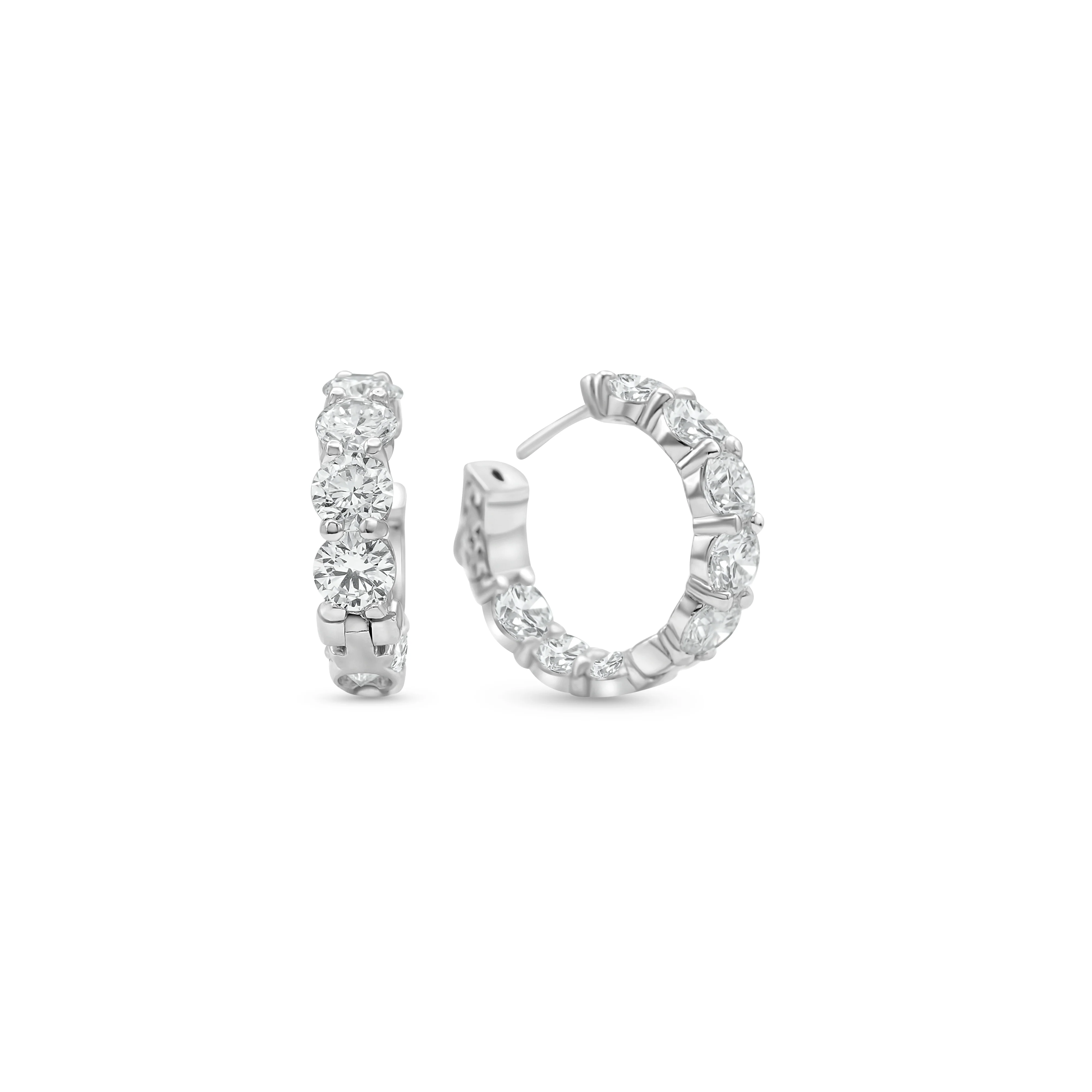 14K White Gold Diamond Hoop Earrings 8.17 CT