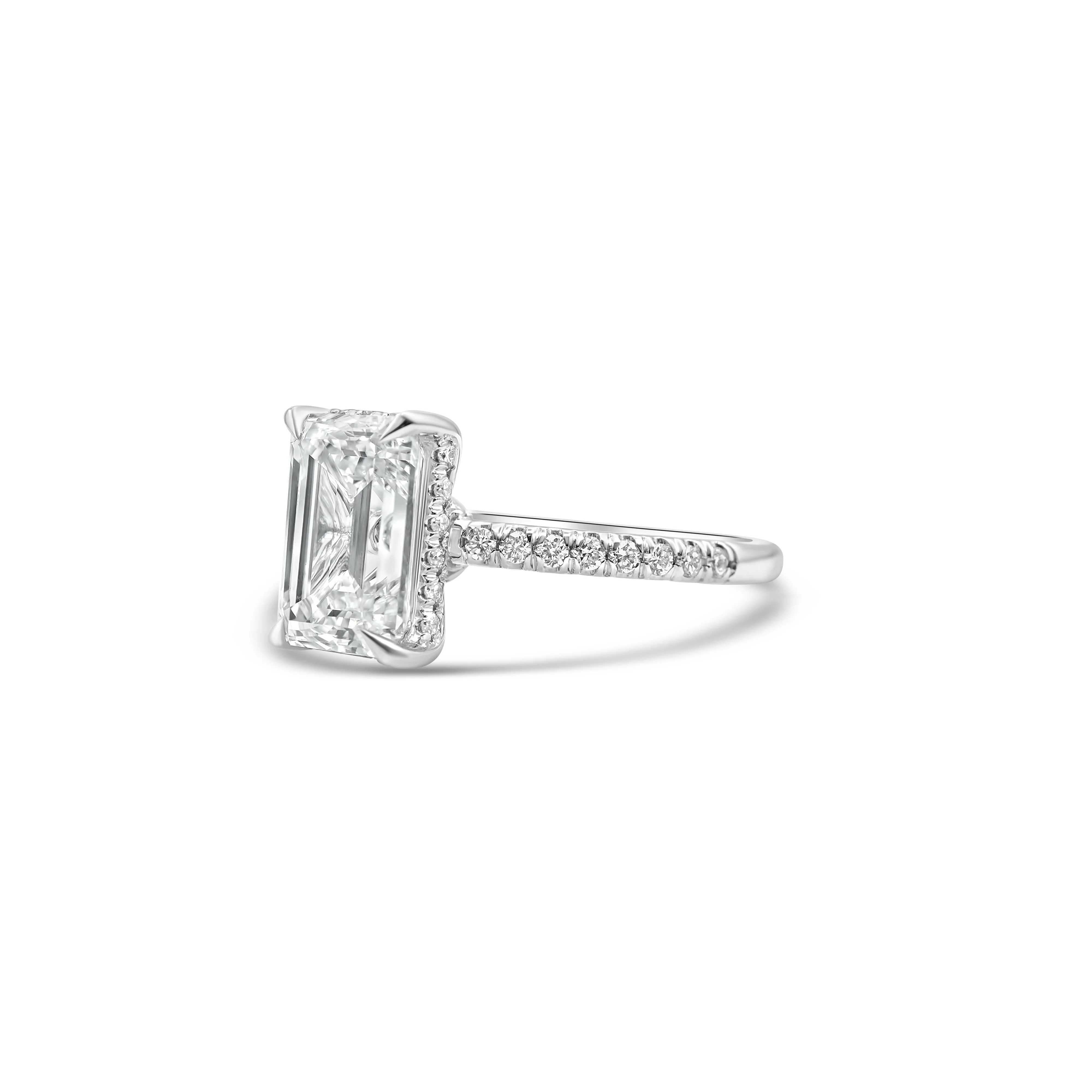 14K White Gold Emerald-Cut Diamond Engagement Ring 3.40 CT - Image 3