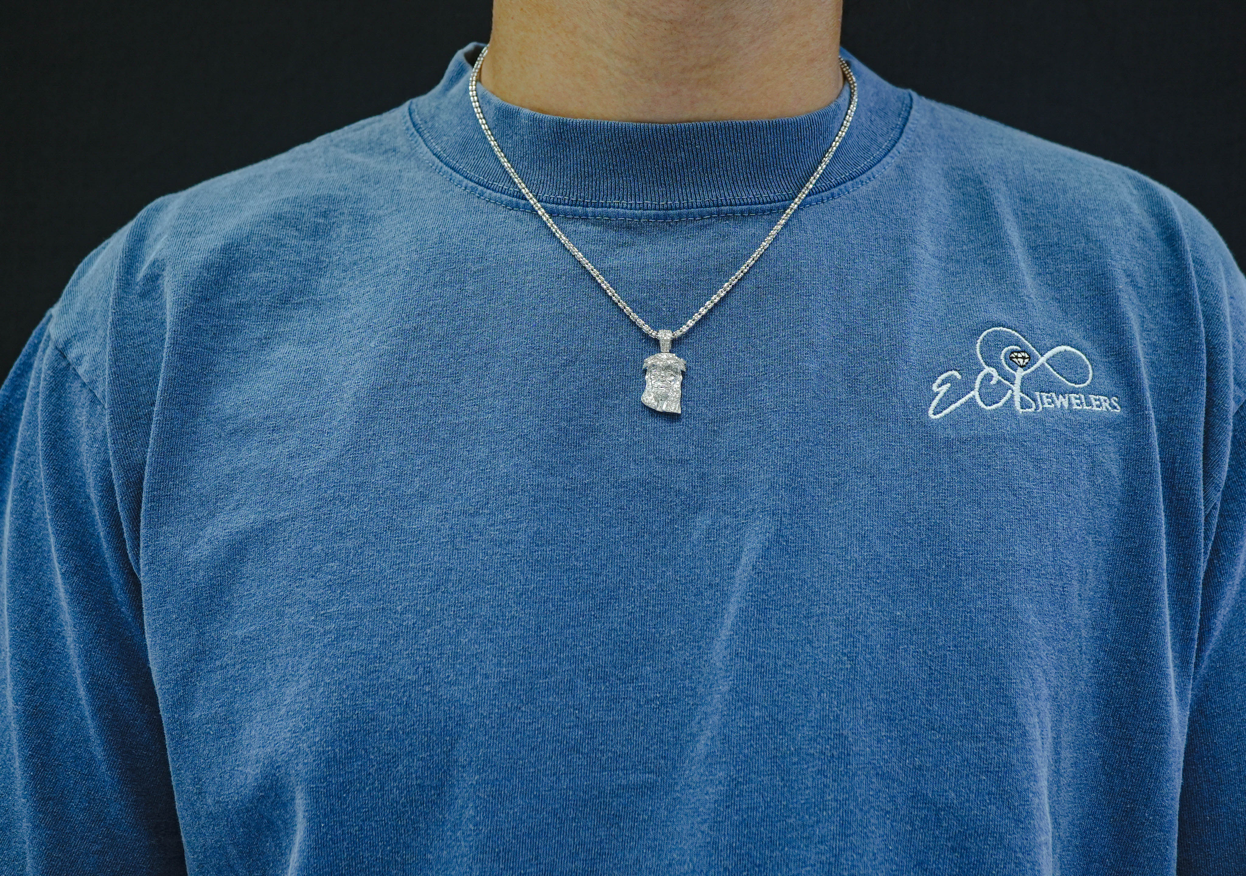 14K White Gold Jesus Diamond Pendant 0.75 CT - Image 2