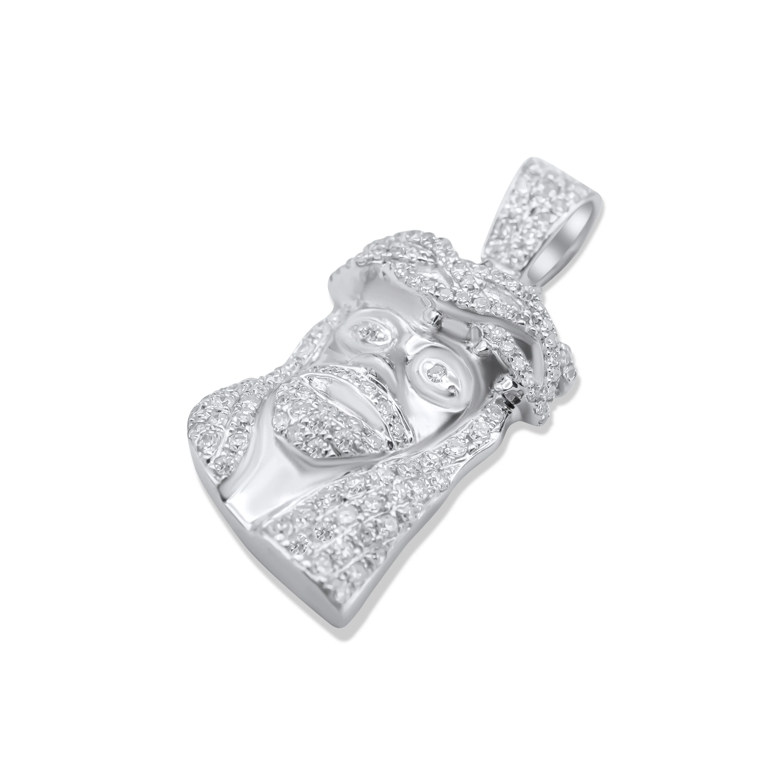 14K White Gold Jesus Diamond Pendant 0.75 CT - Image 3