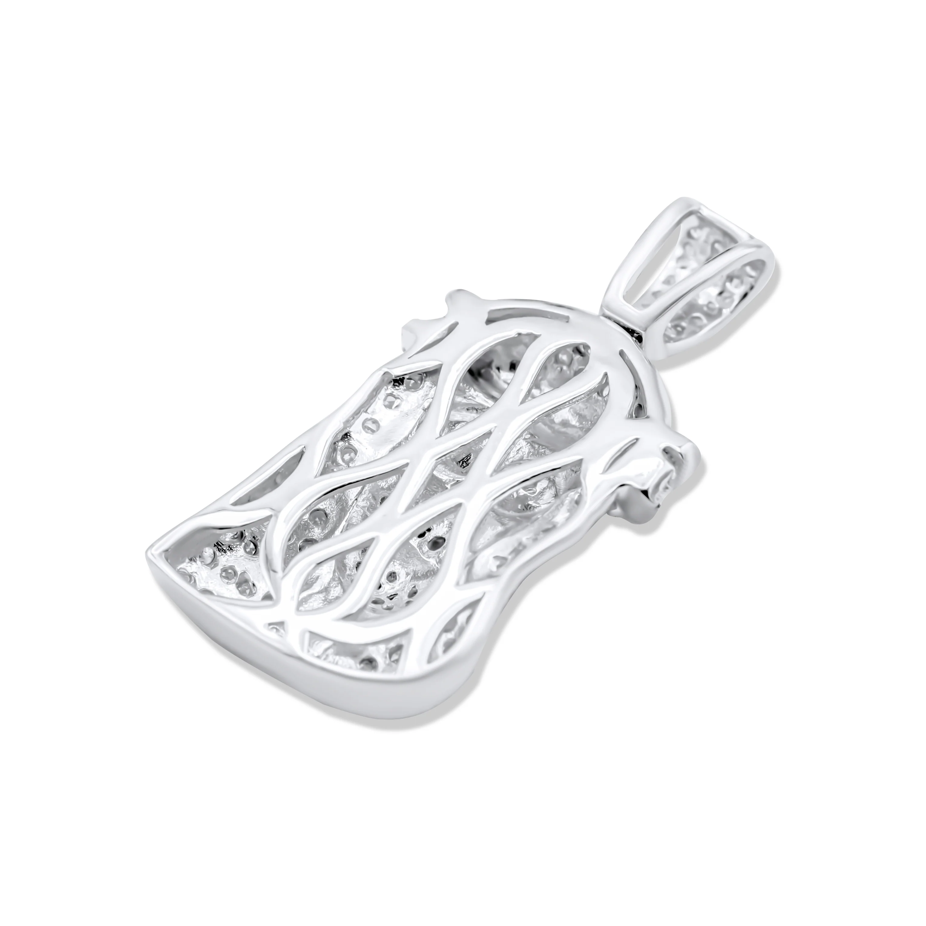 14K White Gold Jesus Diamond Pendant 0.75 CT - Image 4