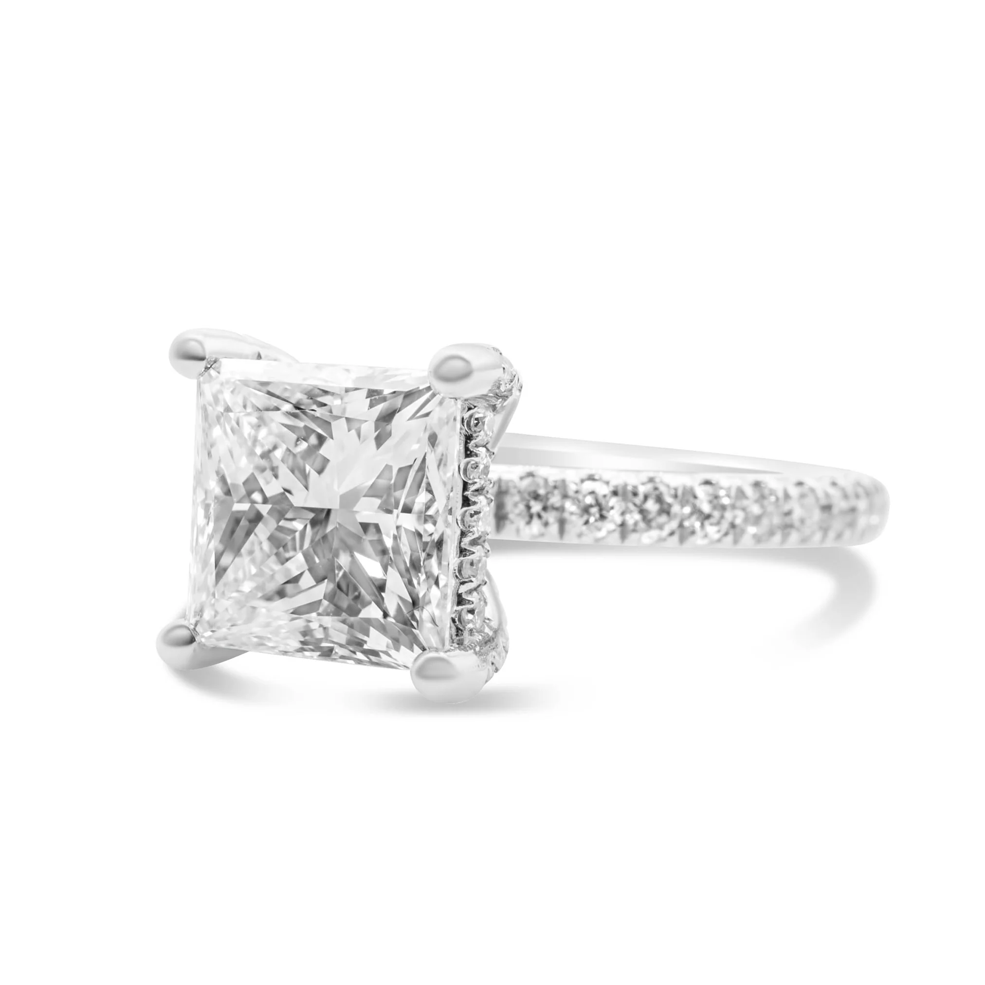 14K White Gold Princess-Cut Diamond Engagement Ring 2.73 CT - Image 3