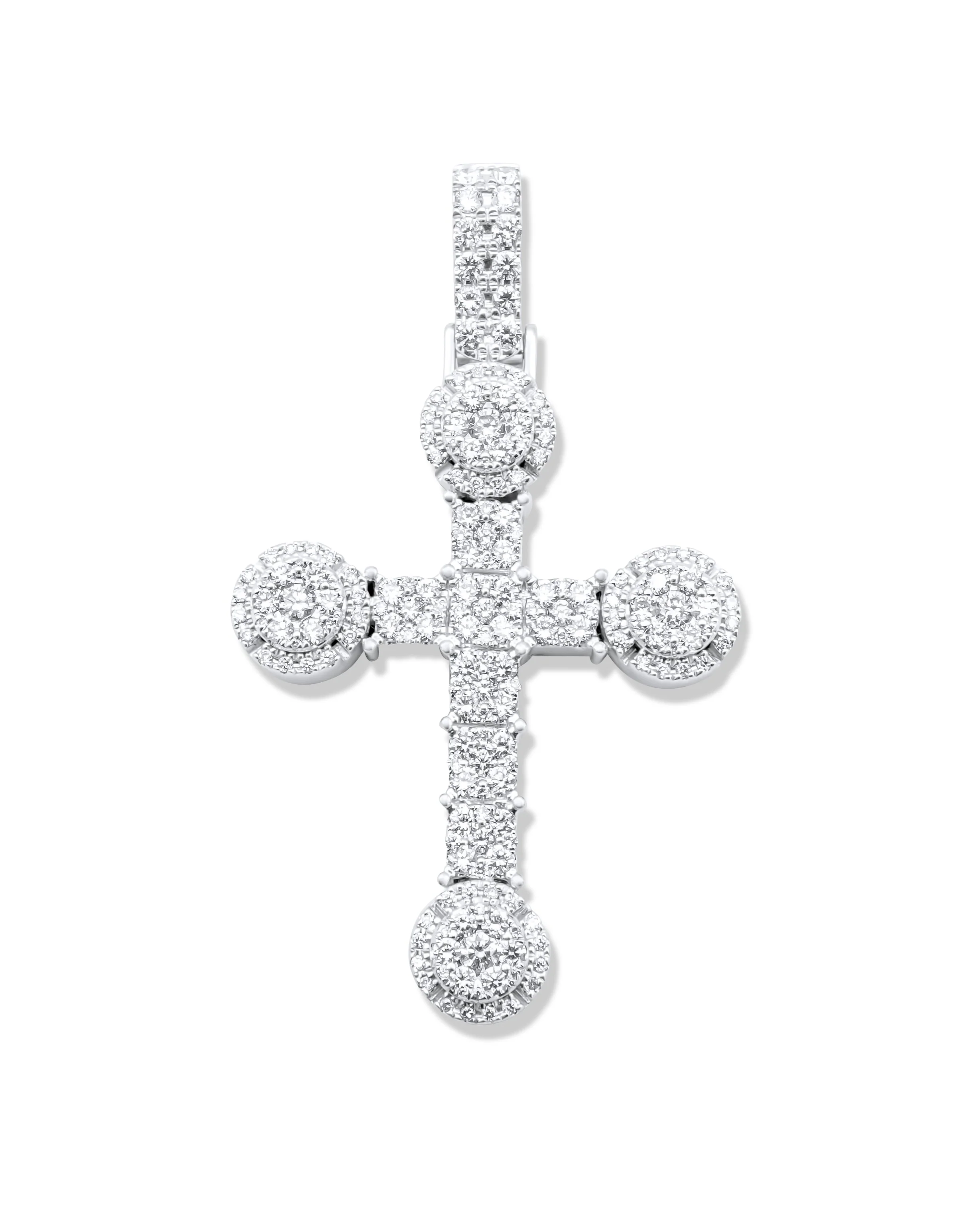 14K White Gold Men's Diamond Cross Pendant 1.67 CT