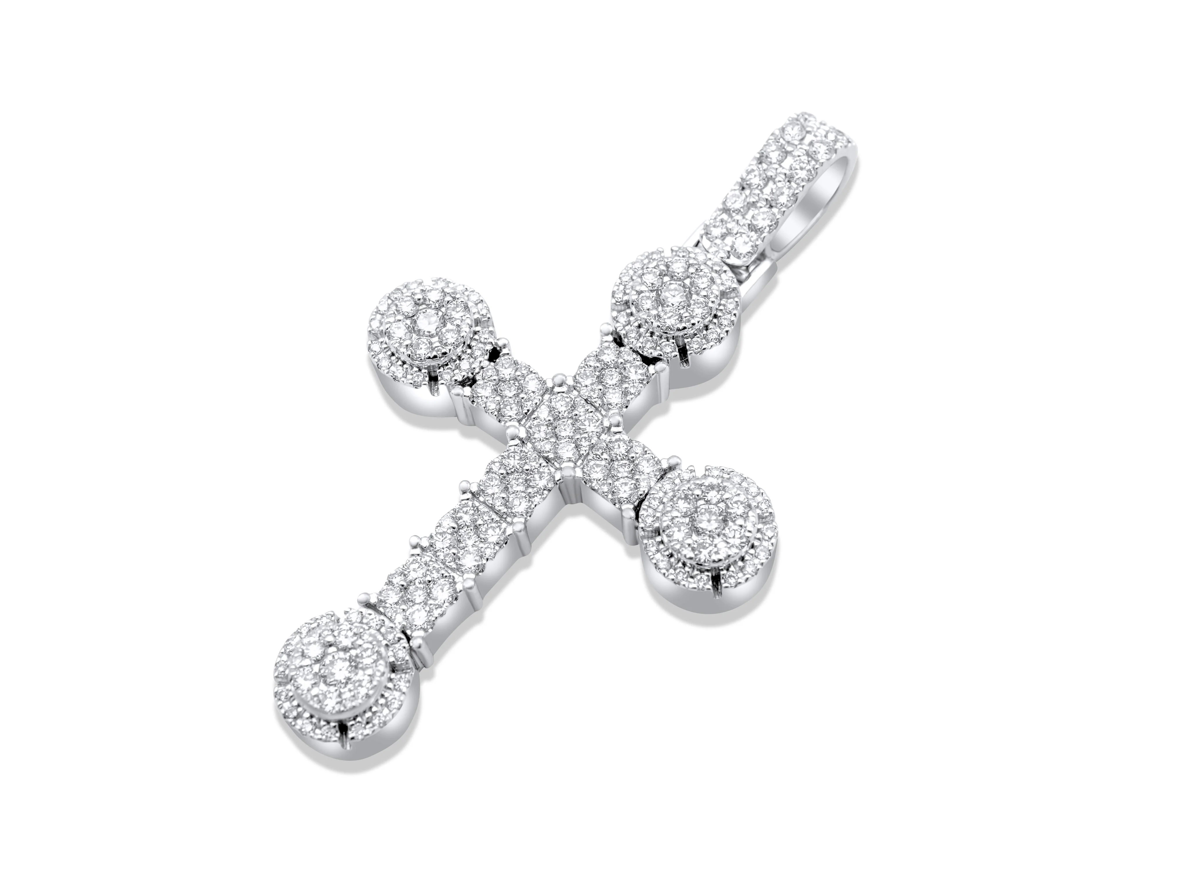 14K White Gold Men's Diamond Cross Pendant 1.67 CT - Image 3