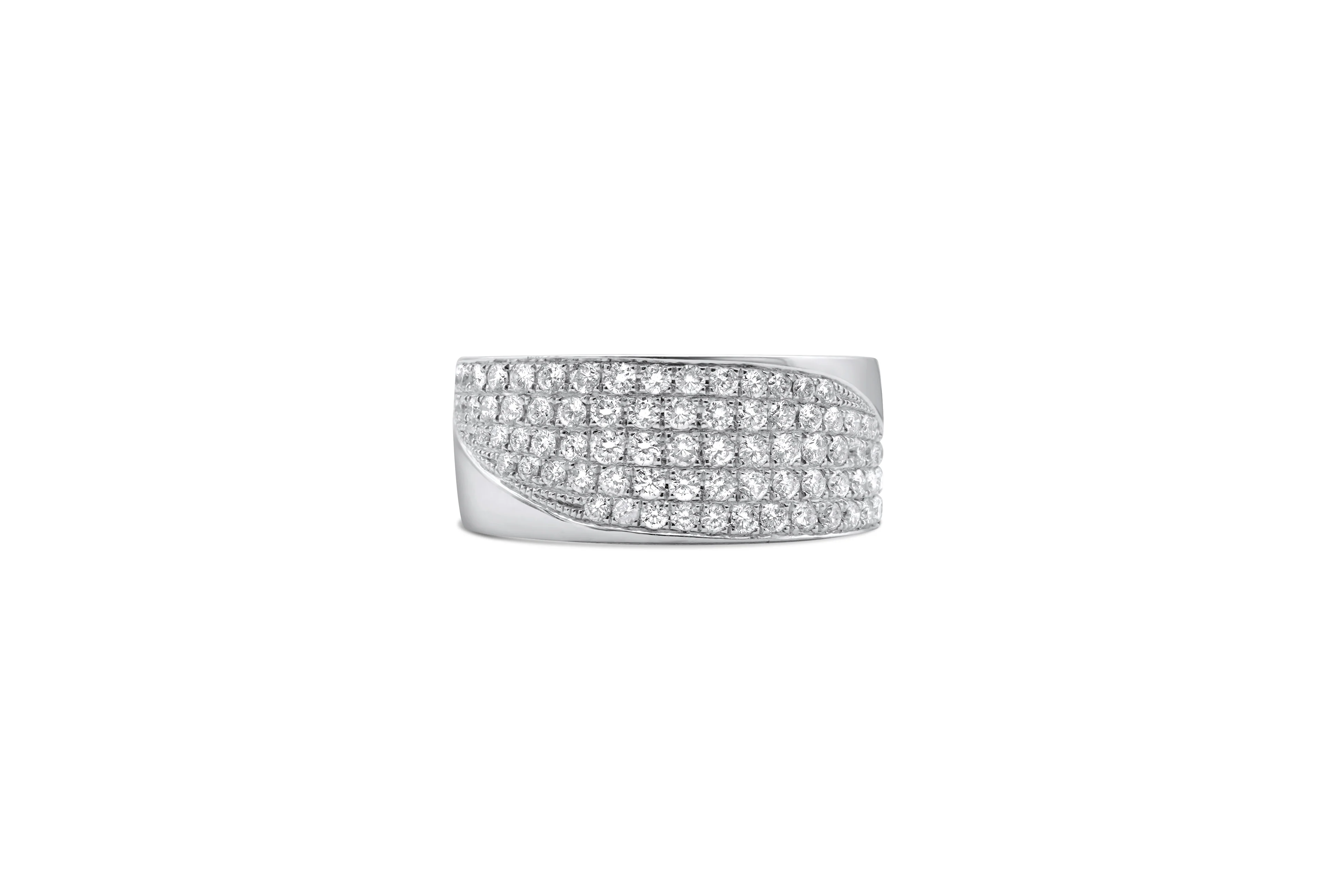 14K White Gold Men's Diamond Band 1.35 CT