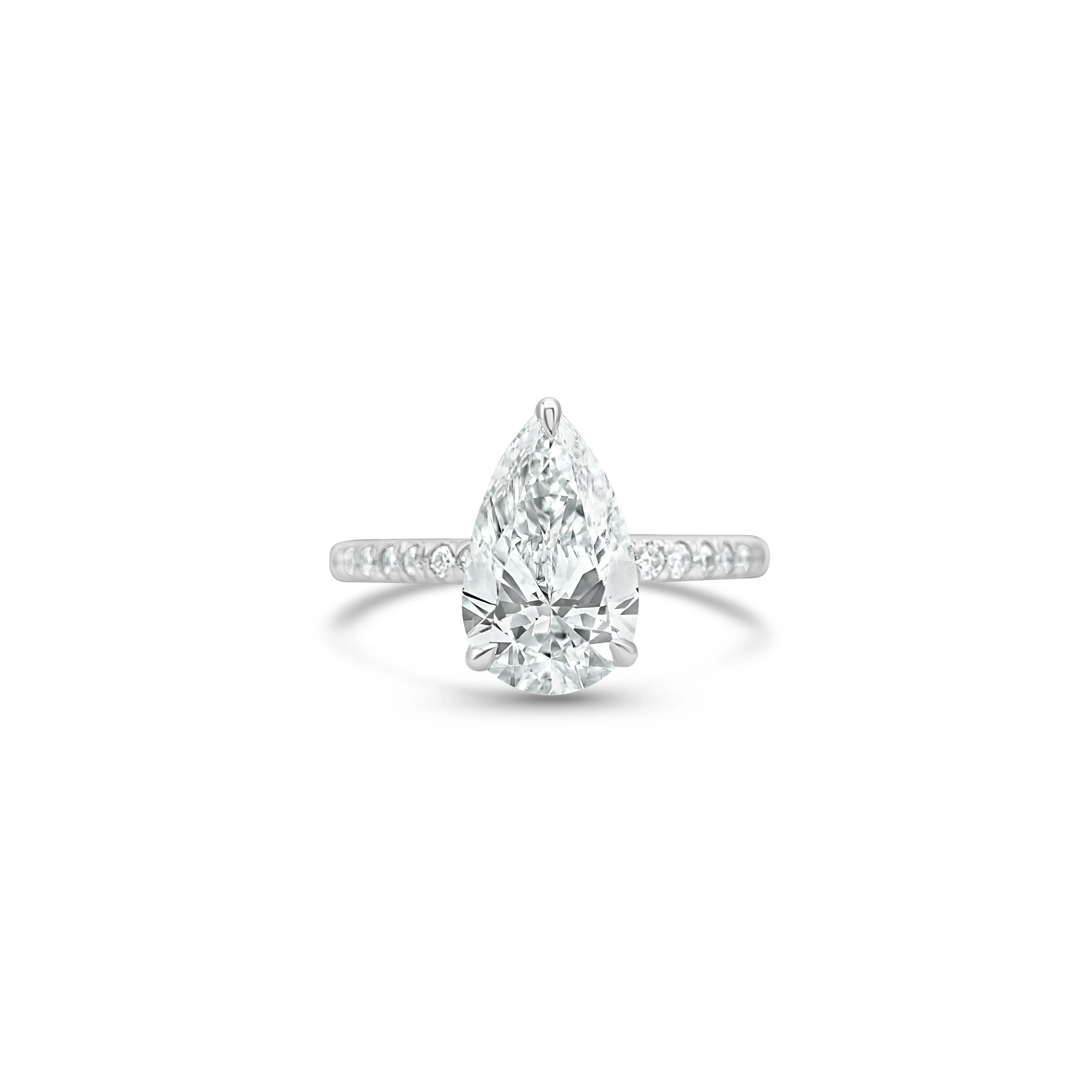 14K White Gold Pear-Cut Diamond Engagement Ring 2.44 CT