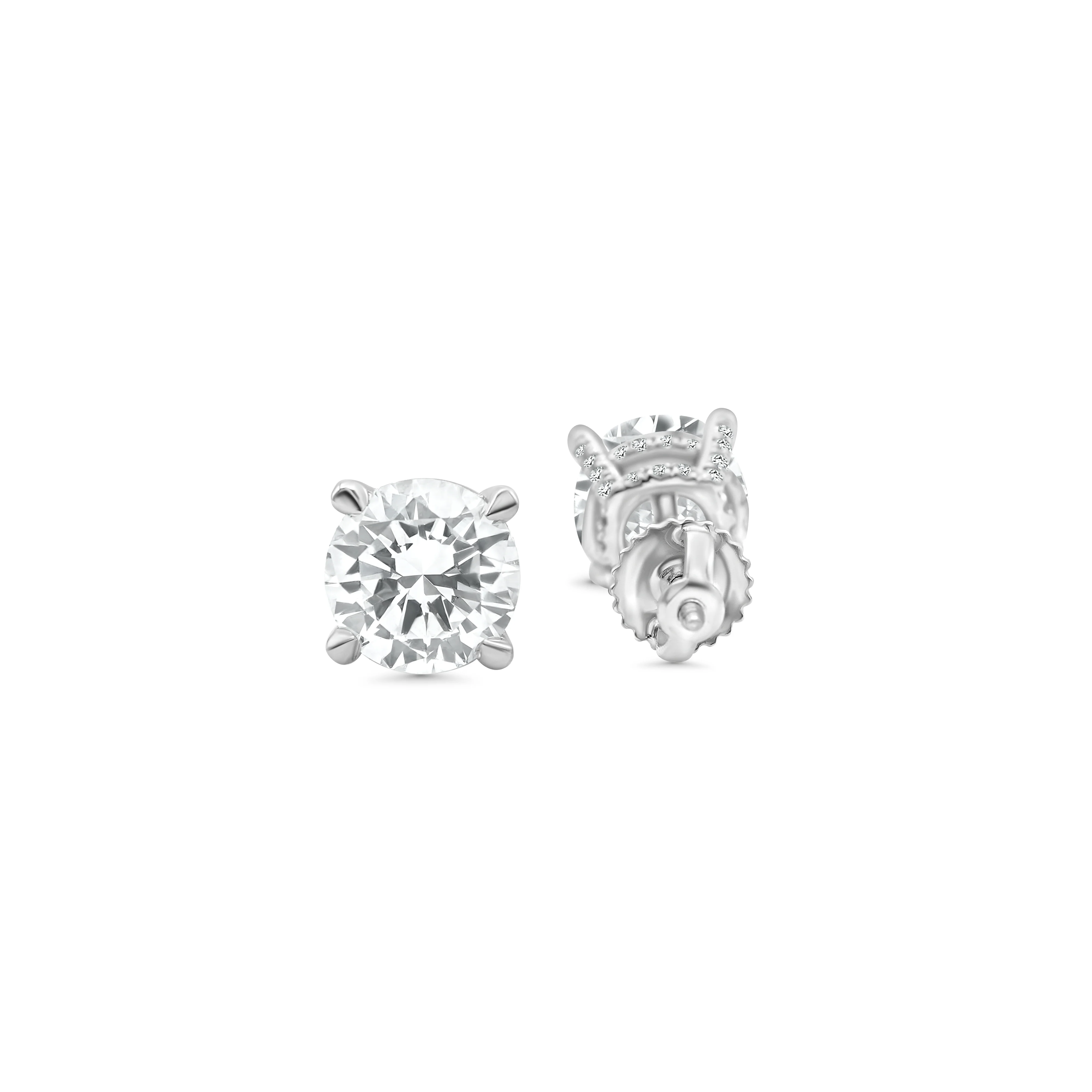 14K White Gold Round Stud Earrings 4.72 CT - Image 3