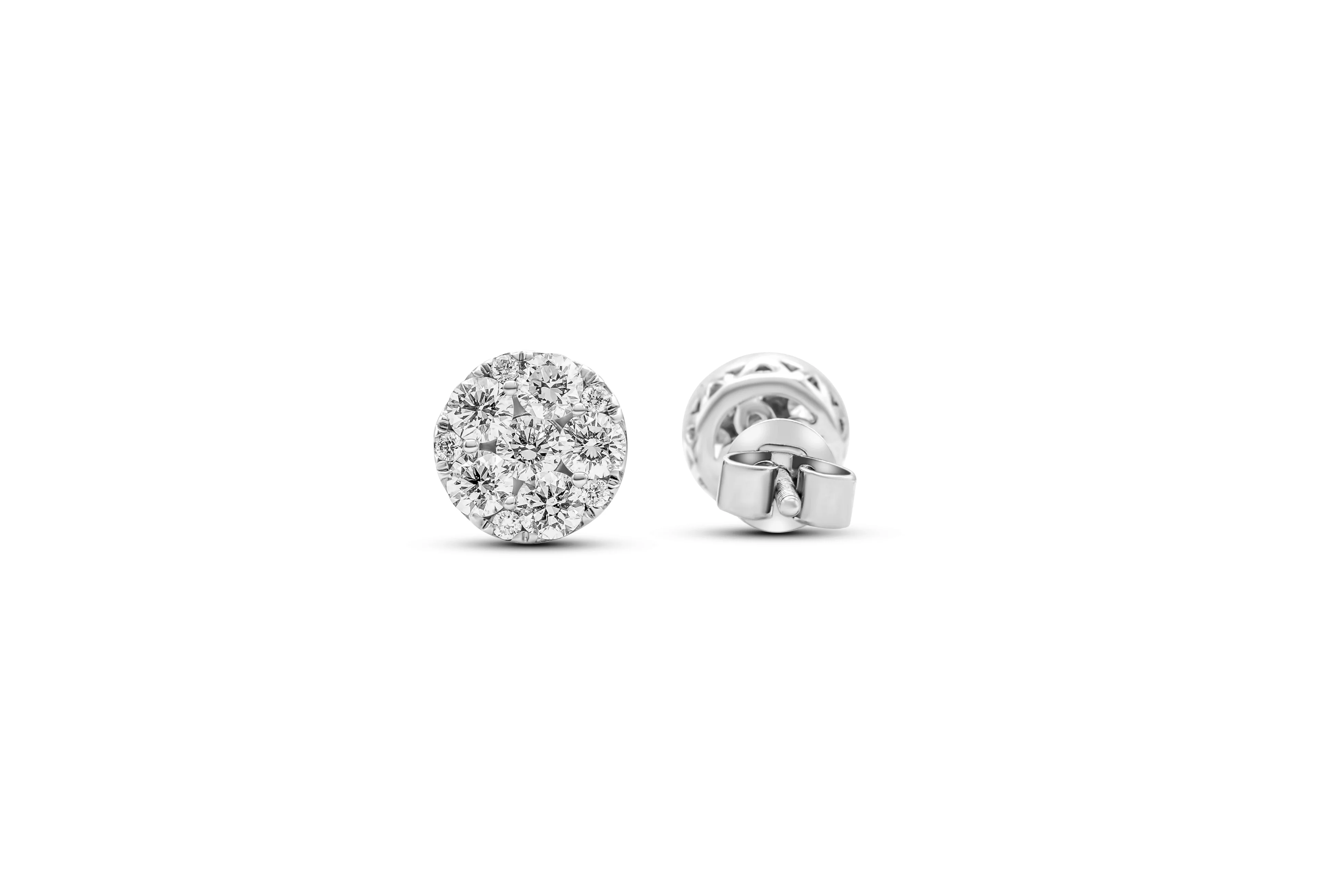 14K White Gold Stud Earrings 1.05 ct - Image 3