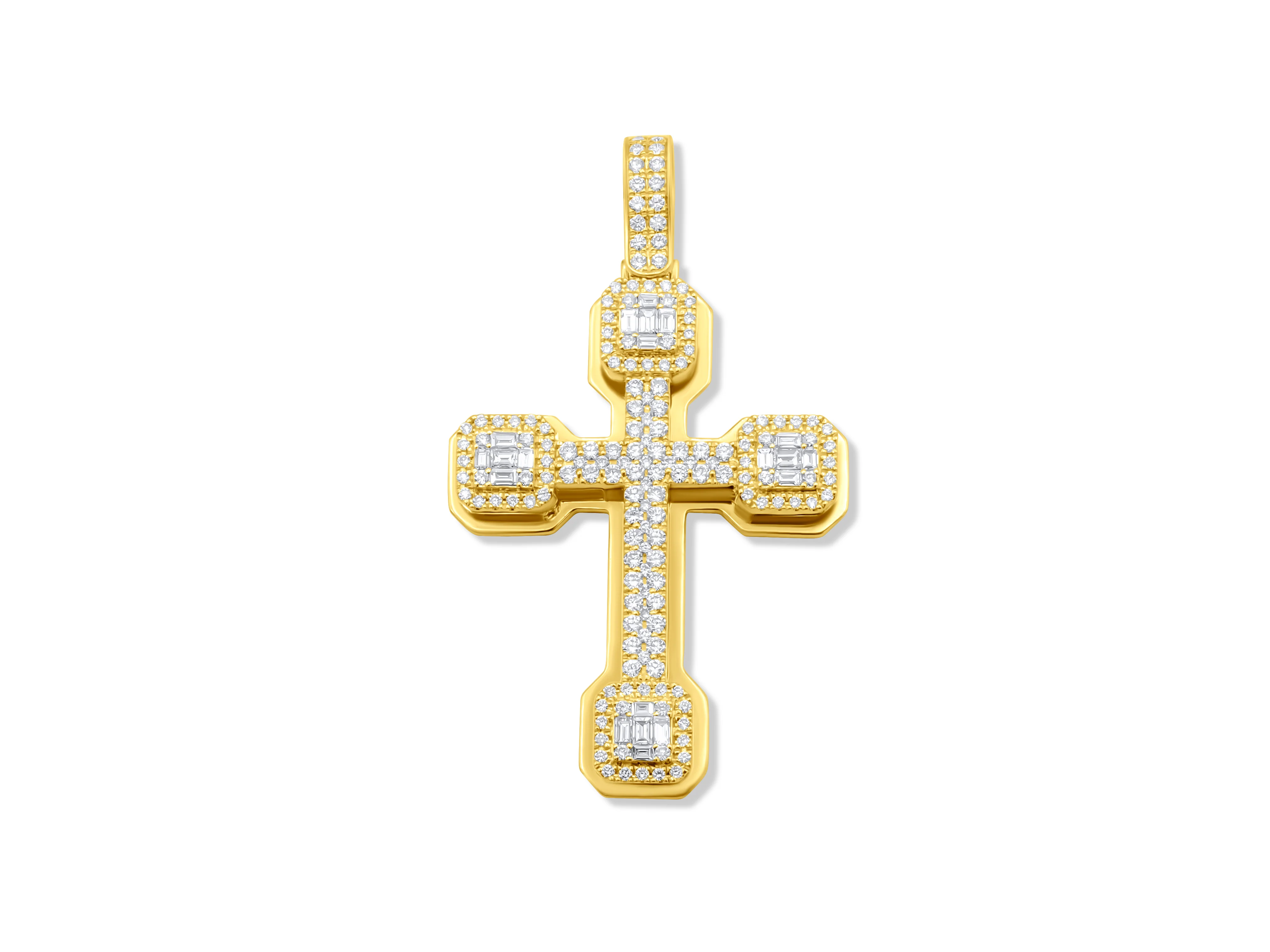 14k White or Yellow Gold Diamond Cross Pendant 2.49ct