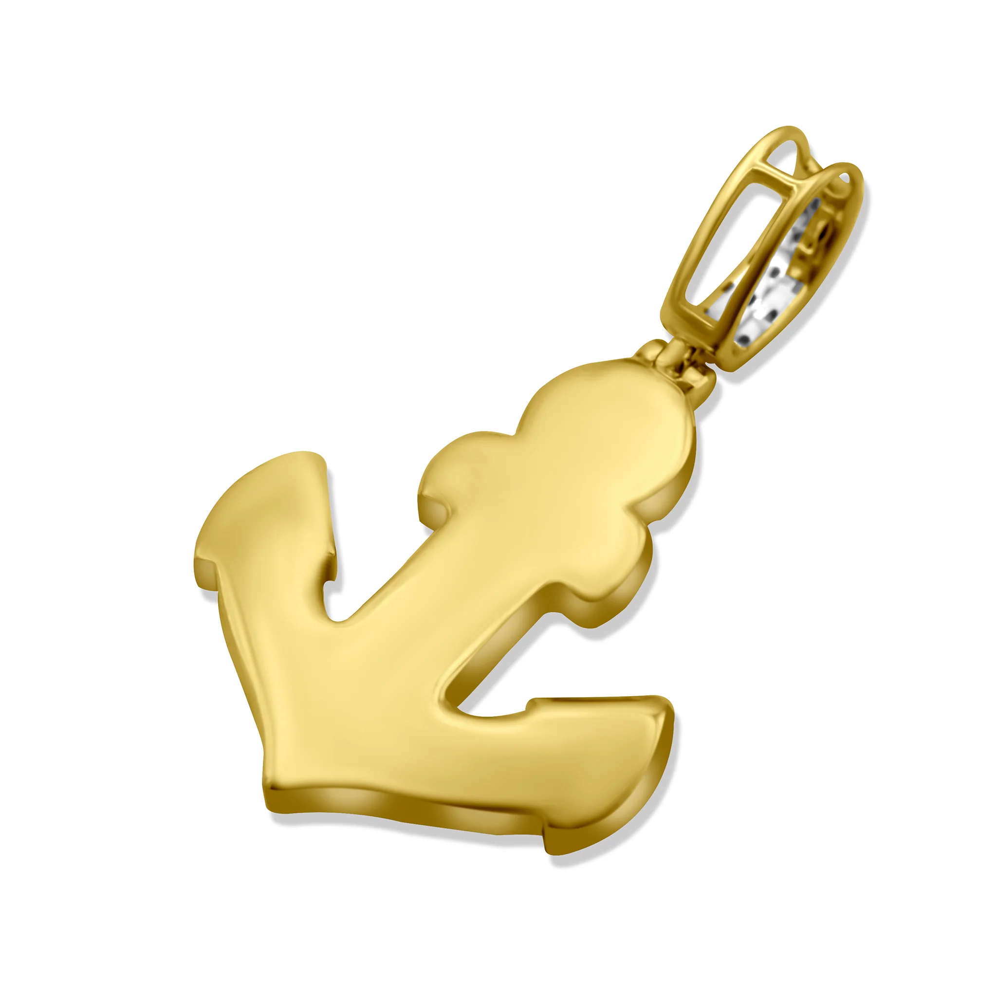 14K Yellow Gold Anchor Diamond Pendant 0.67 CT - Image 3