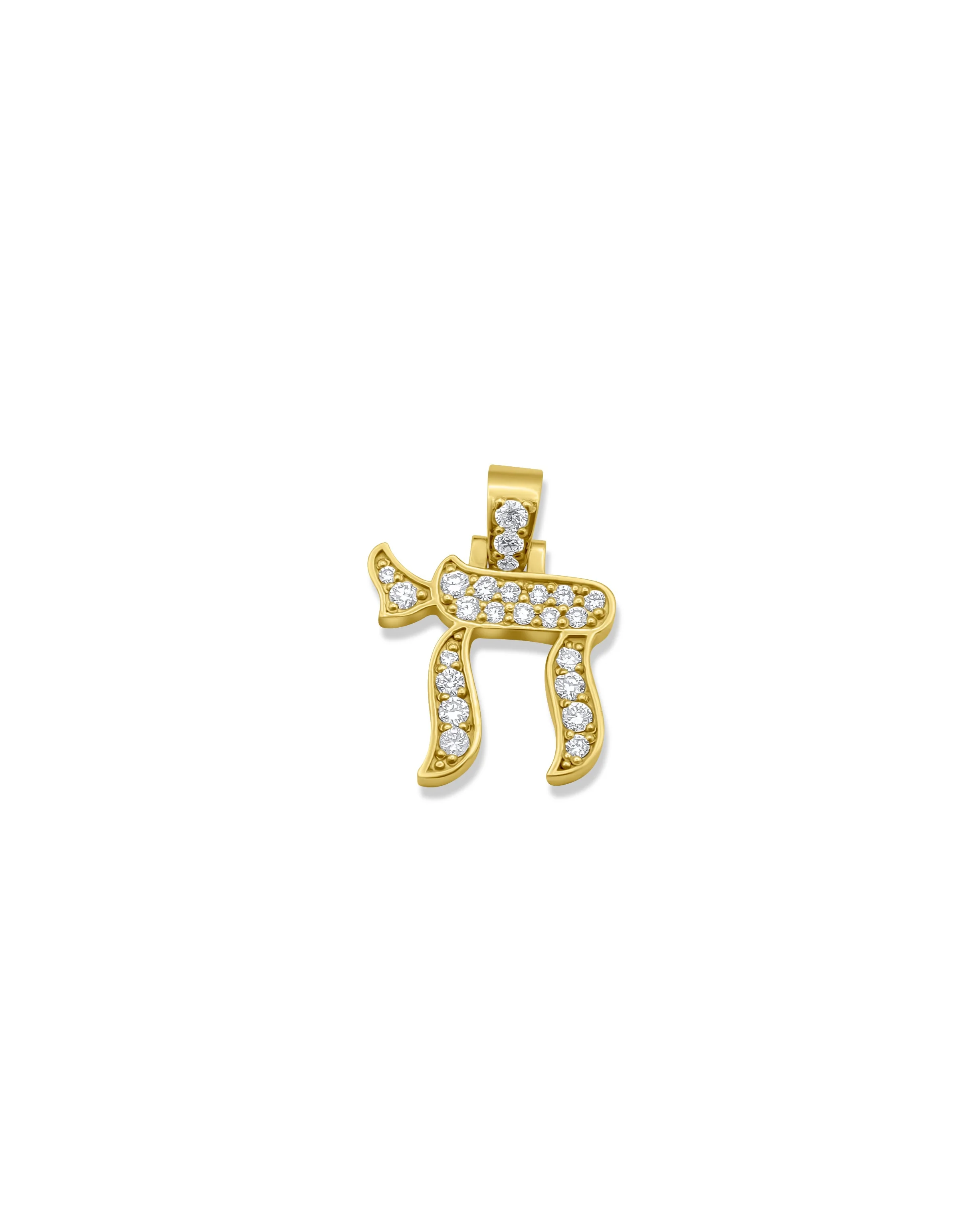 14K Gold Diamond Chai Pendant 0.32 CT