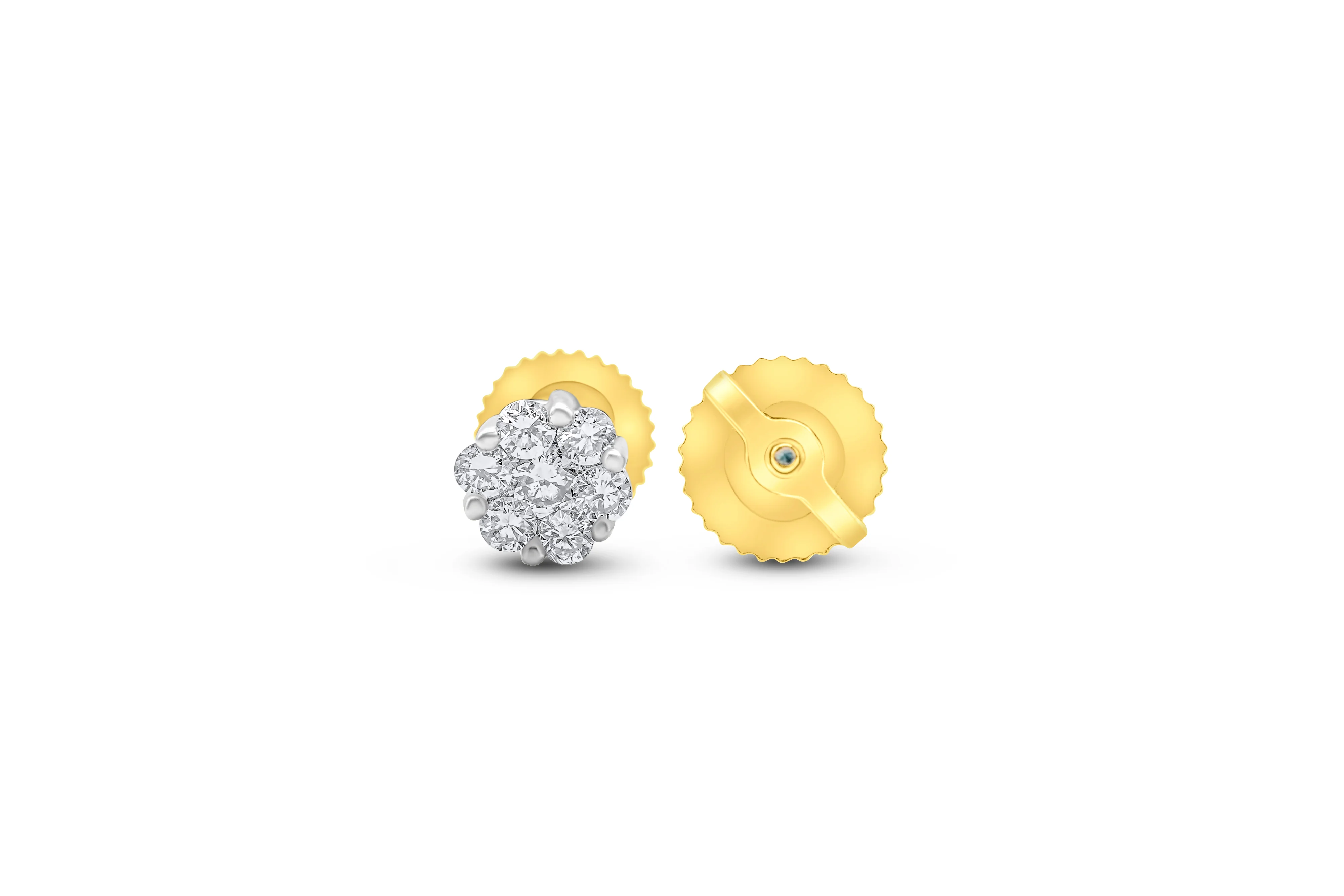 14K Yellow Gold Diamond Cluster Stud Earrings (0.36 CTW) - Image 3