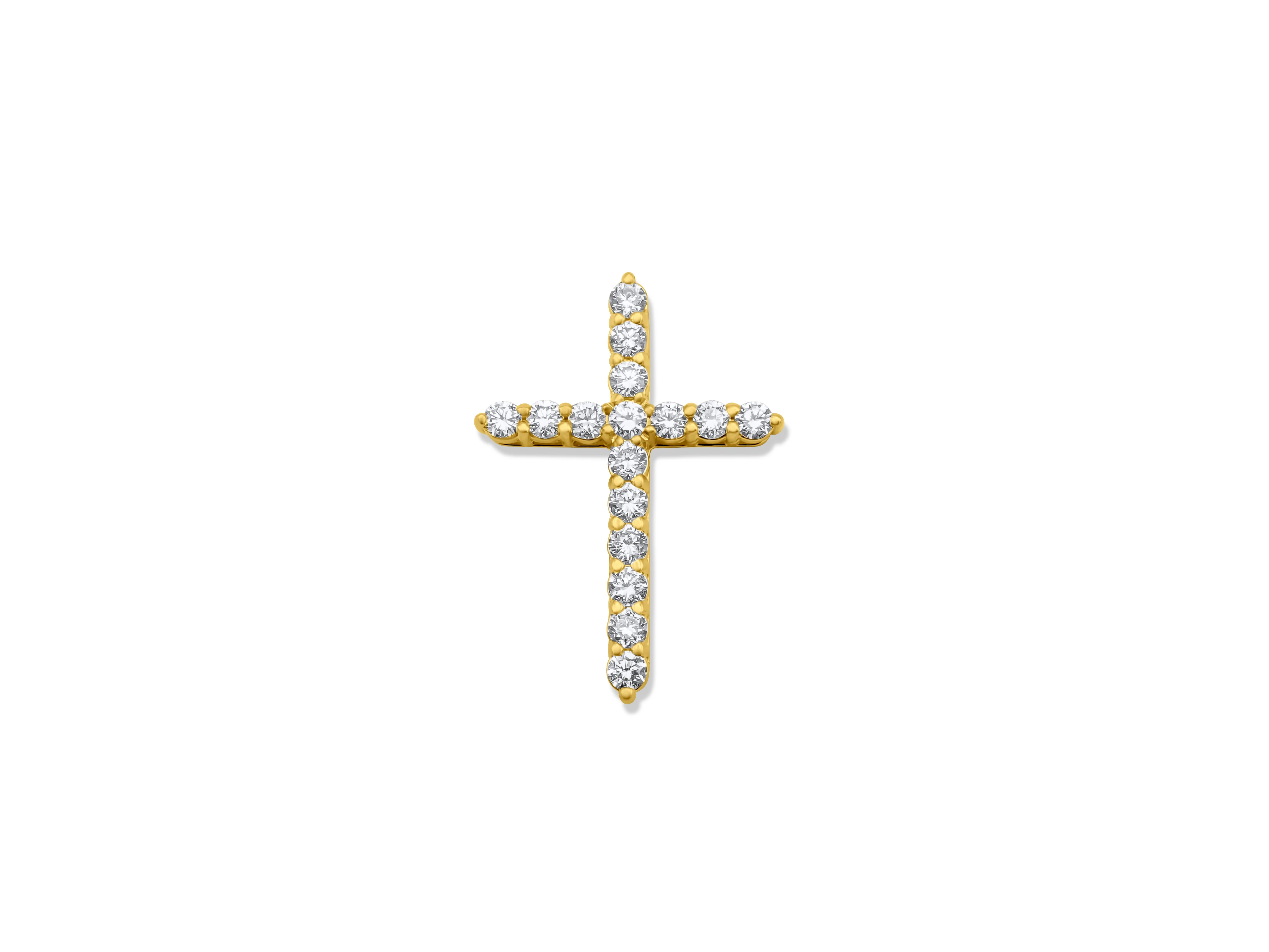 14k Yellow Gold Diamond Cross Pendant 1.05 CT