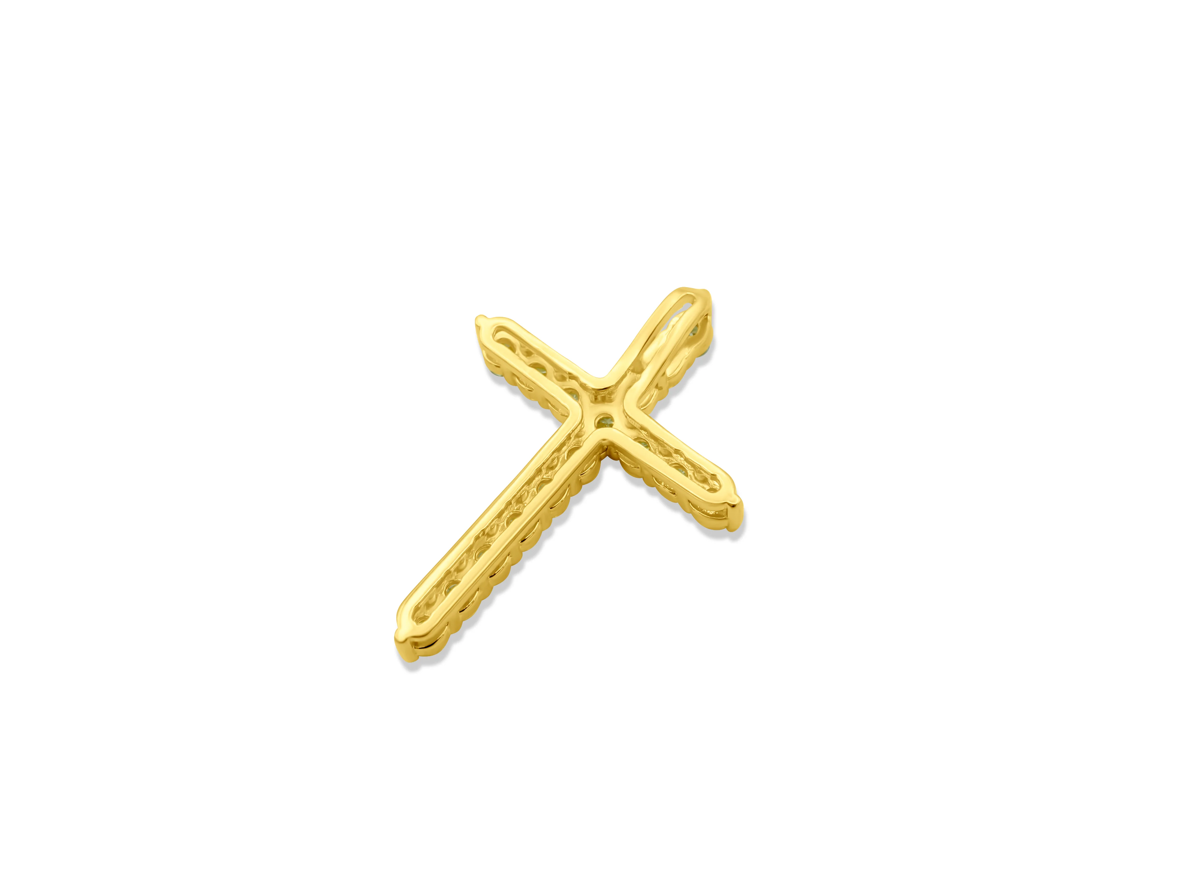 14k Yellow Gold Diamond Cross Pendant 1.05 CT - Image 4