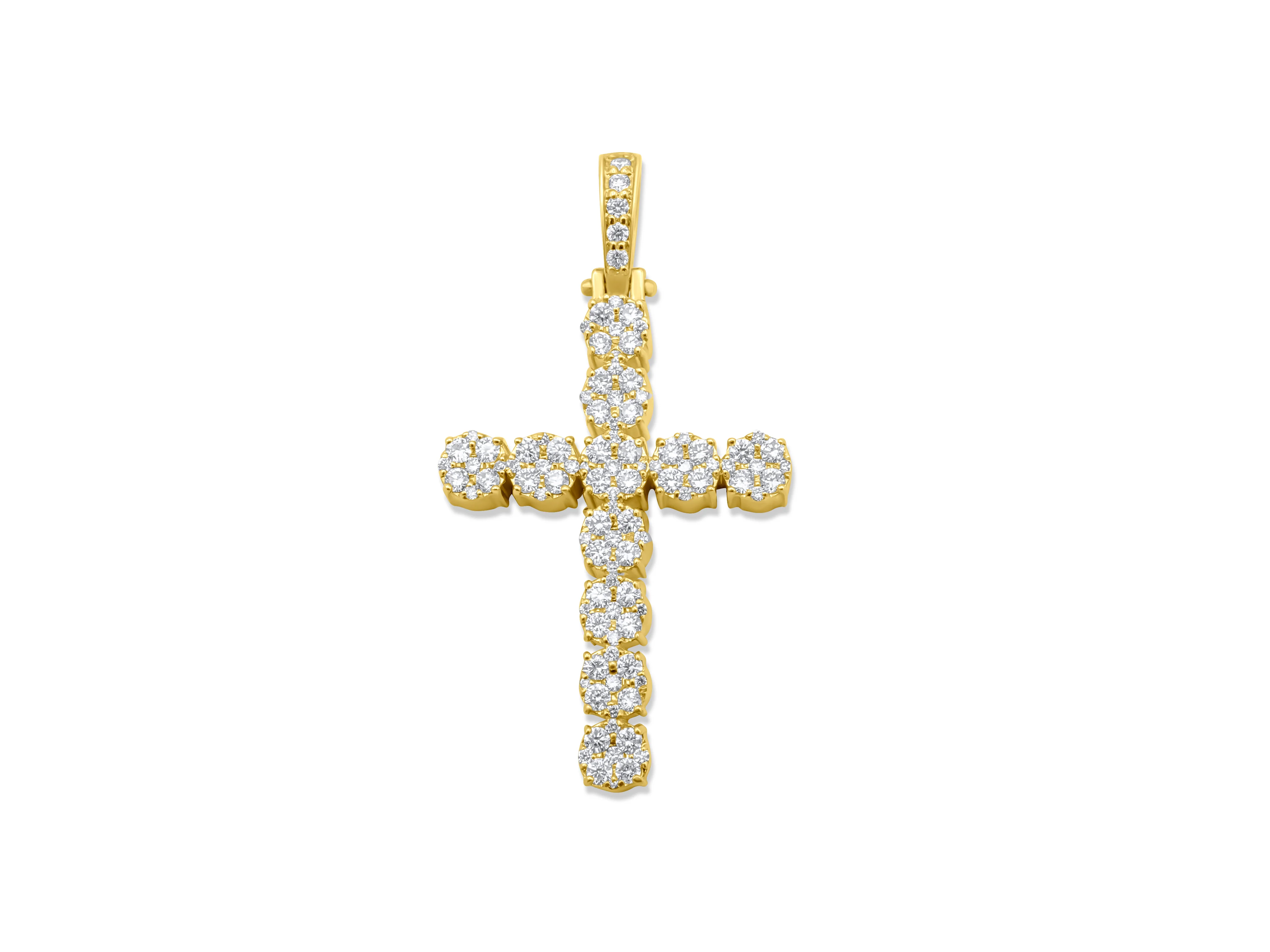 14k Yellow Gold Diamond Cross Pendant 1.96 CT