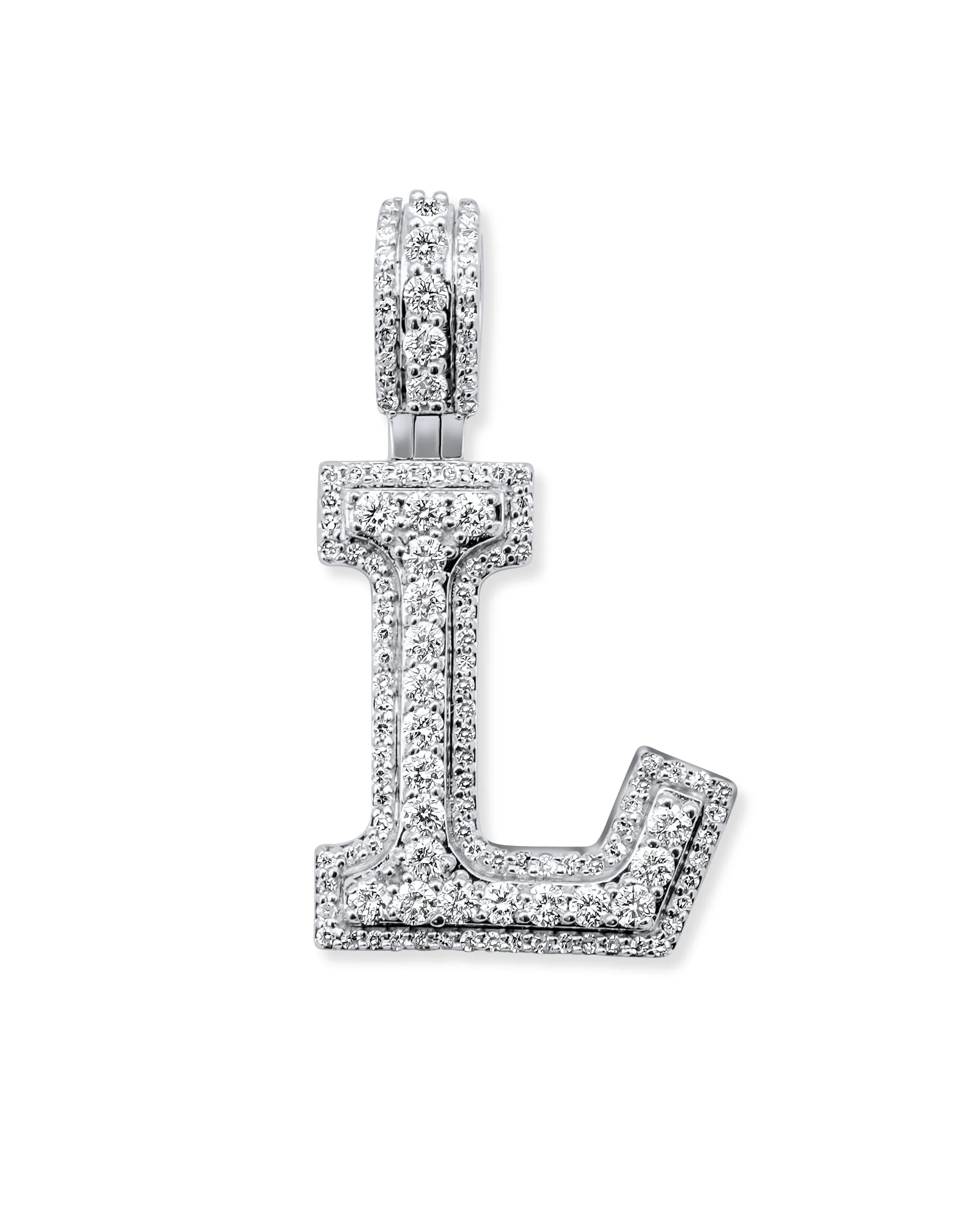 14k White Gold Diamond Initial "L" Pendant  0.85 CT