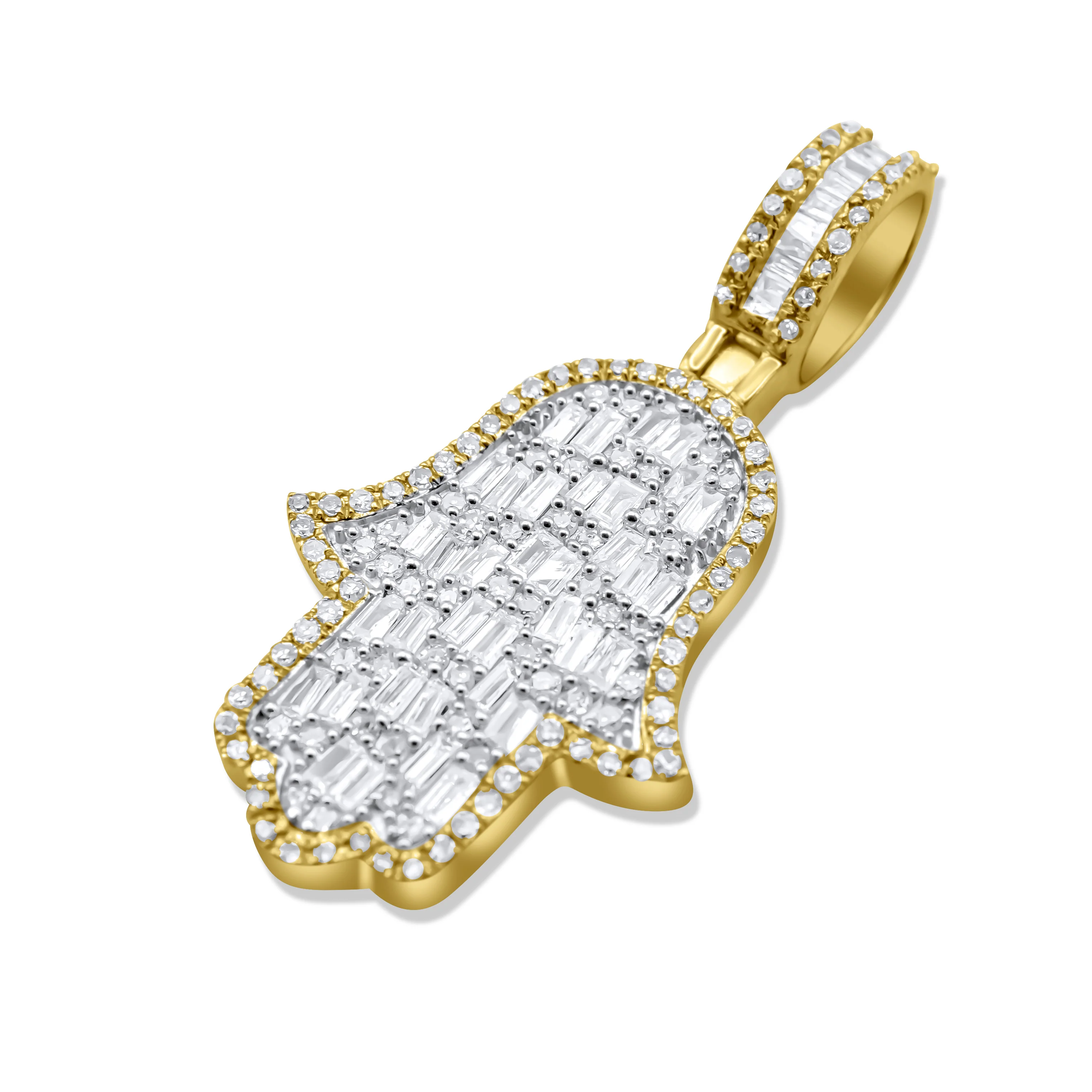 14K Yellow Gold hamsa Diamond Pendant 0.76 CT - Image 3