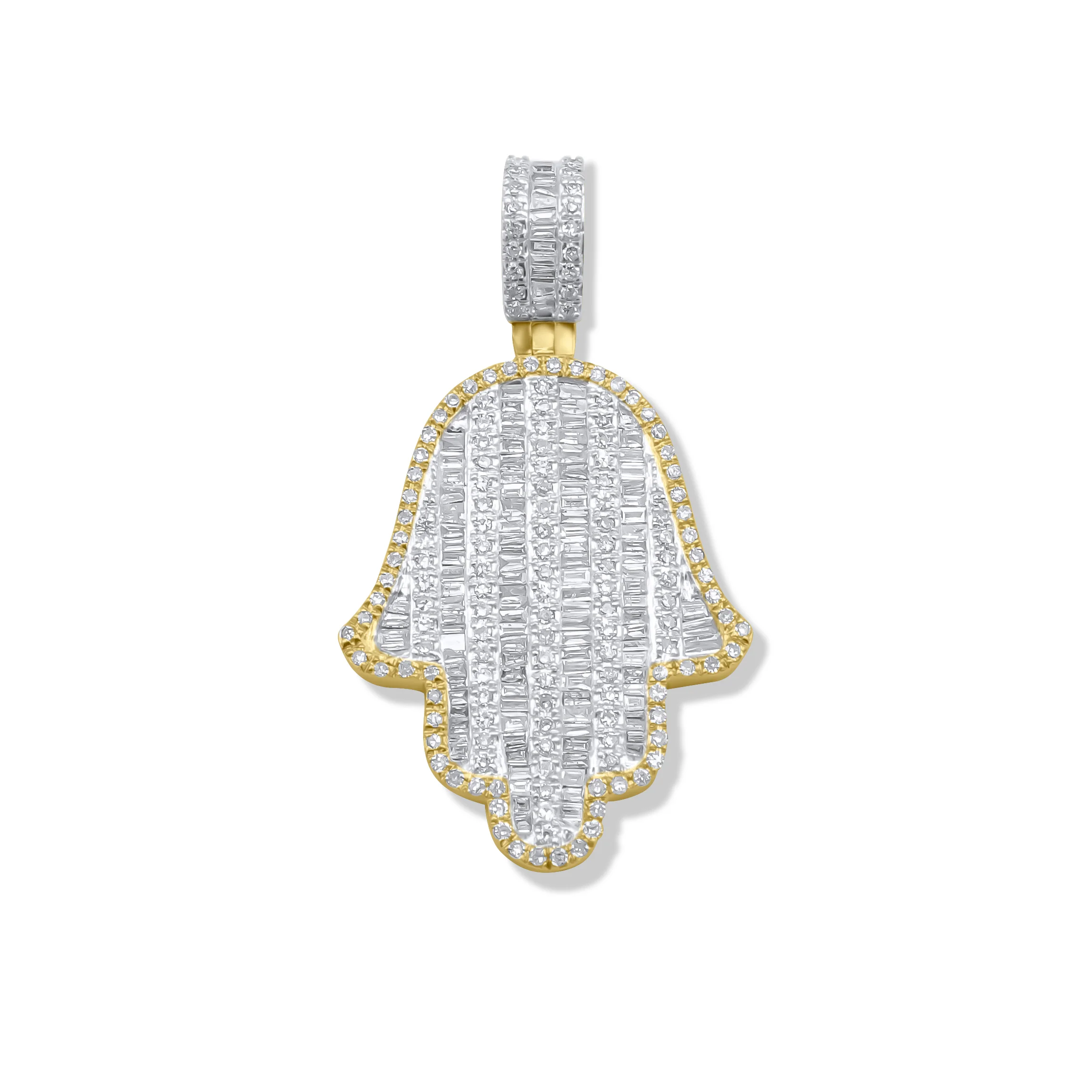 14K Yellow Gold Hamsa Diamond Pendant 1.01 CT