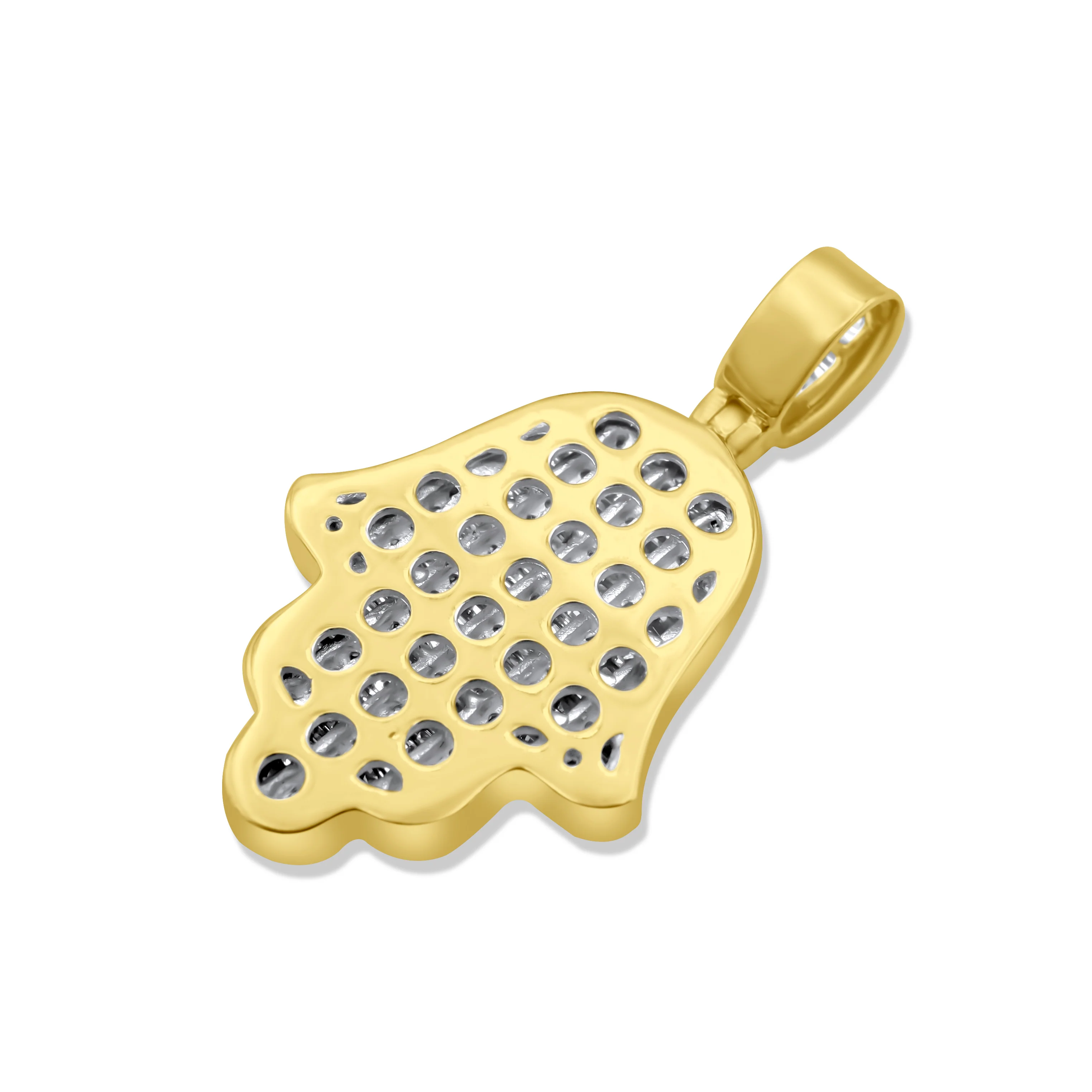 14K Yellow Gold Hamsa Diamond Pendant 1.01 CT - Image 4