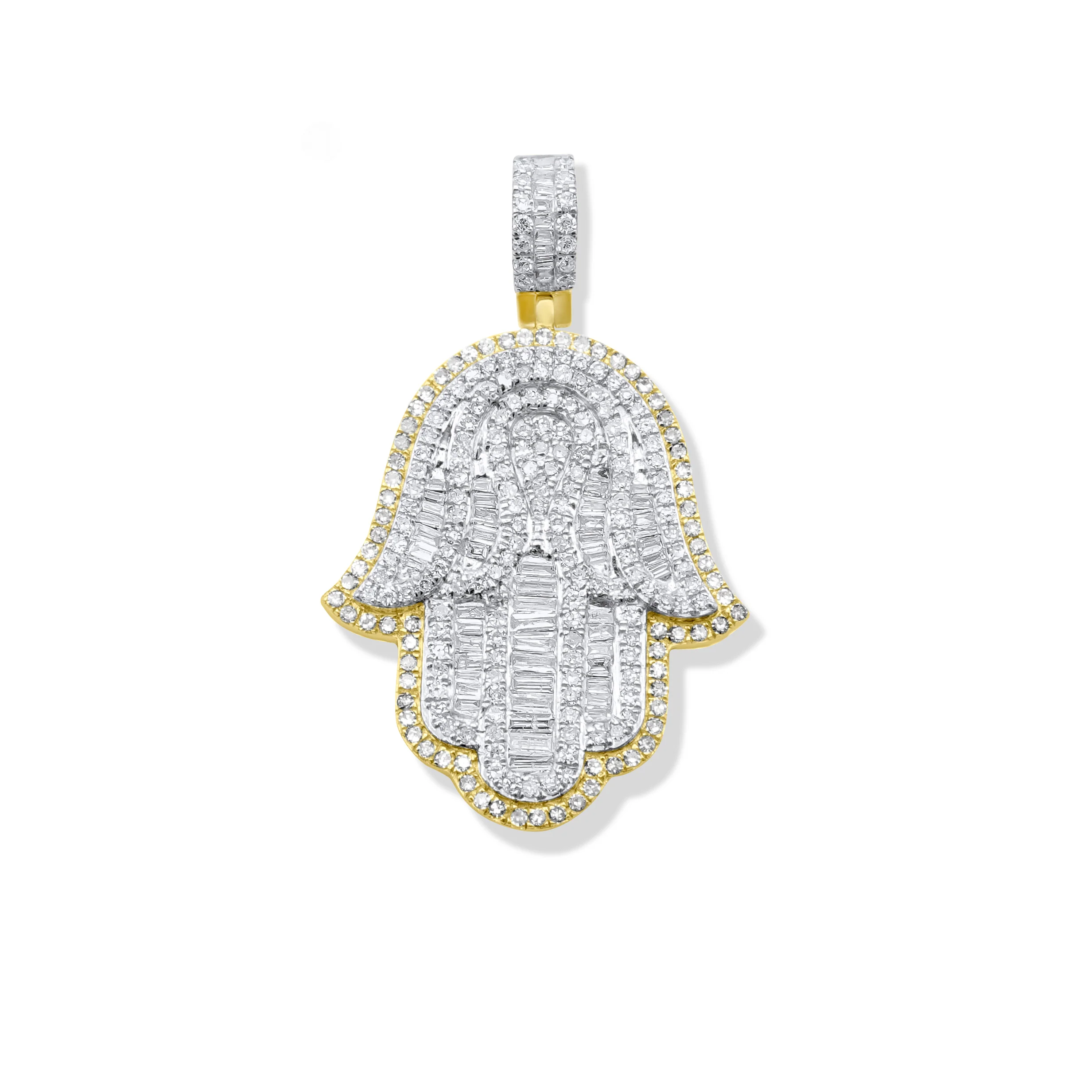 14K Yellow Gold Hamsa Diamond Pendant 1.04 CT