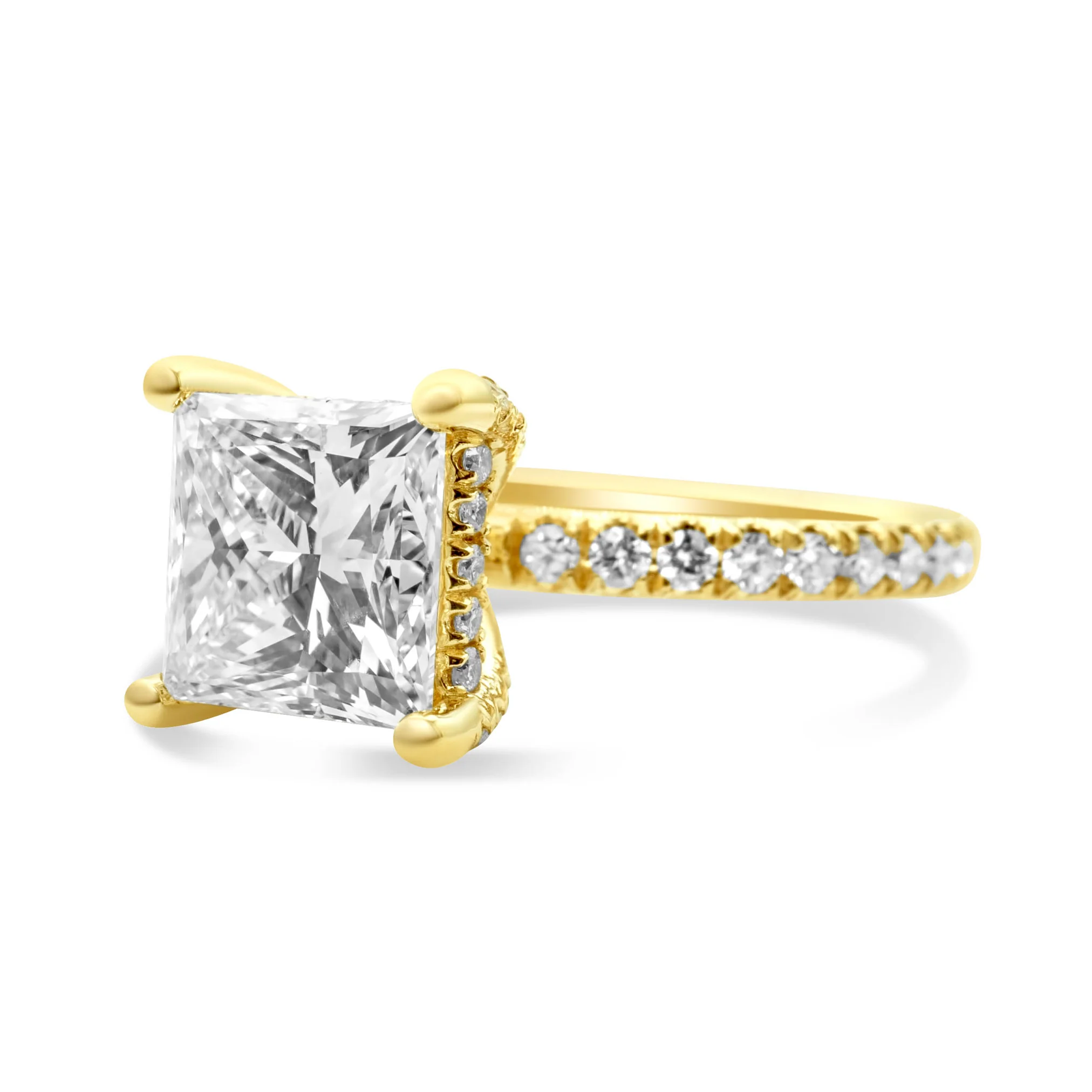14K Yellow Gold Princess-Cut Diamond Engagement Ring 2.73 CT - Image 3